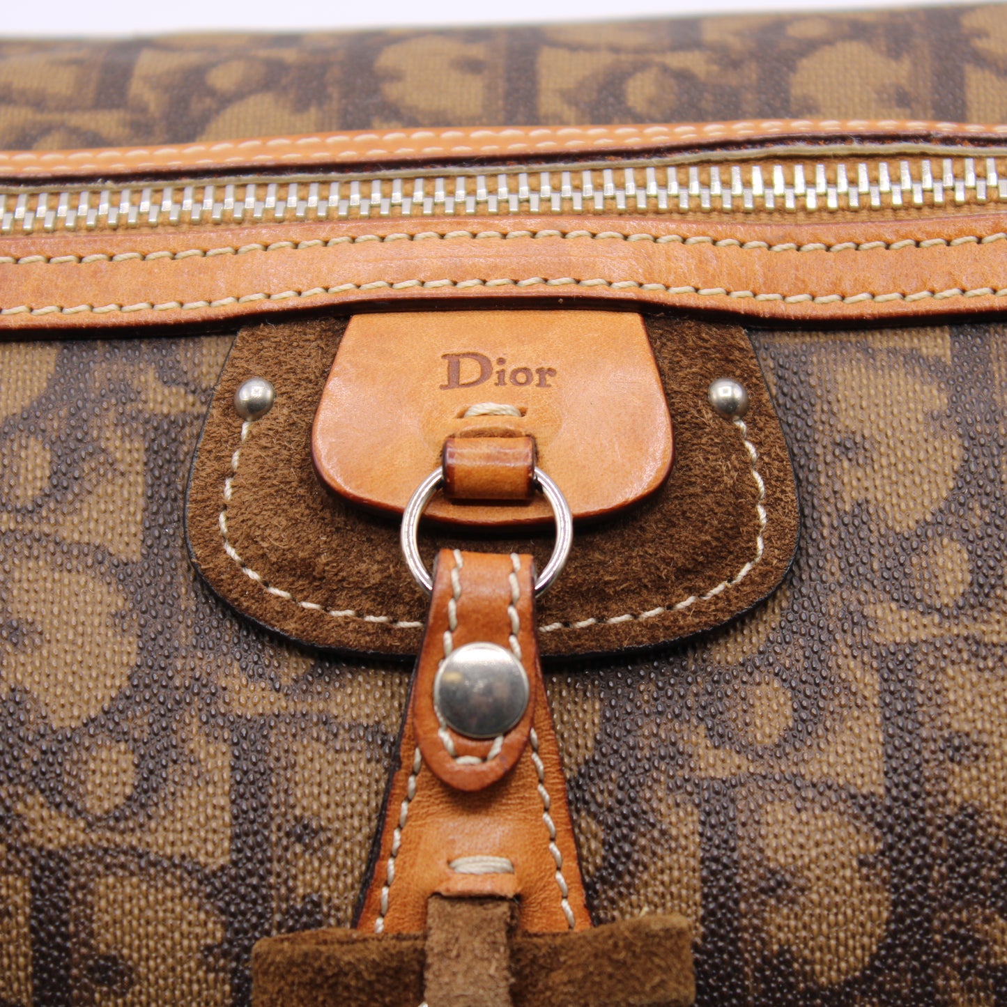 Christian Dior Monogram Romantique Barrel Brown Satchel Bag Vintage
