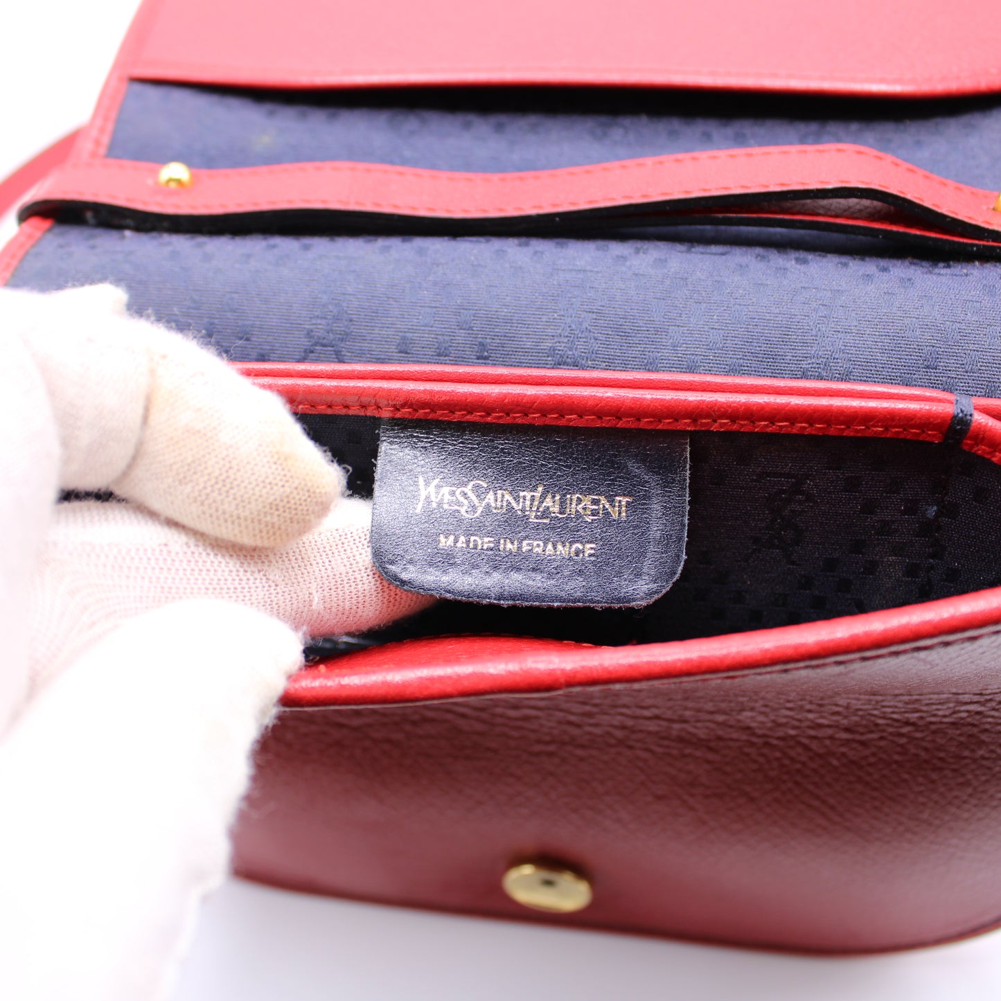 Yves Saint Laurent Red Quilted Leather Crossbody Bag Vintage