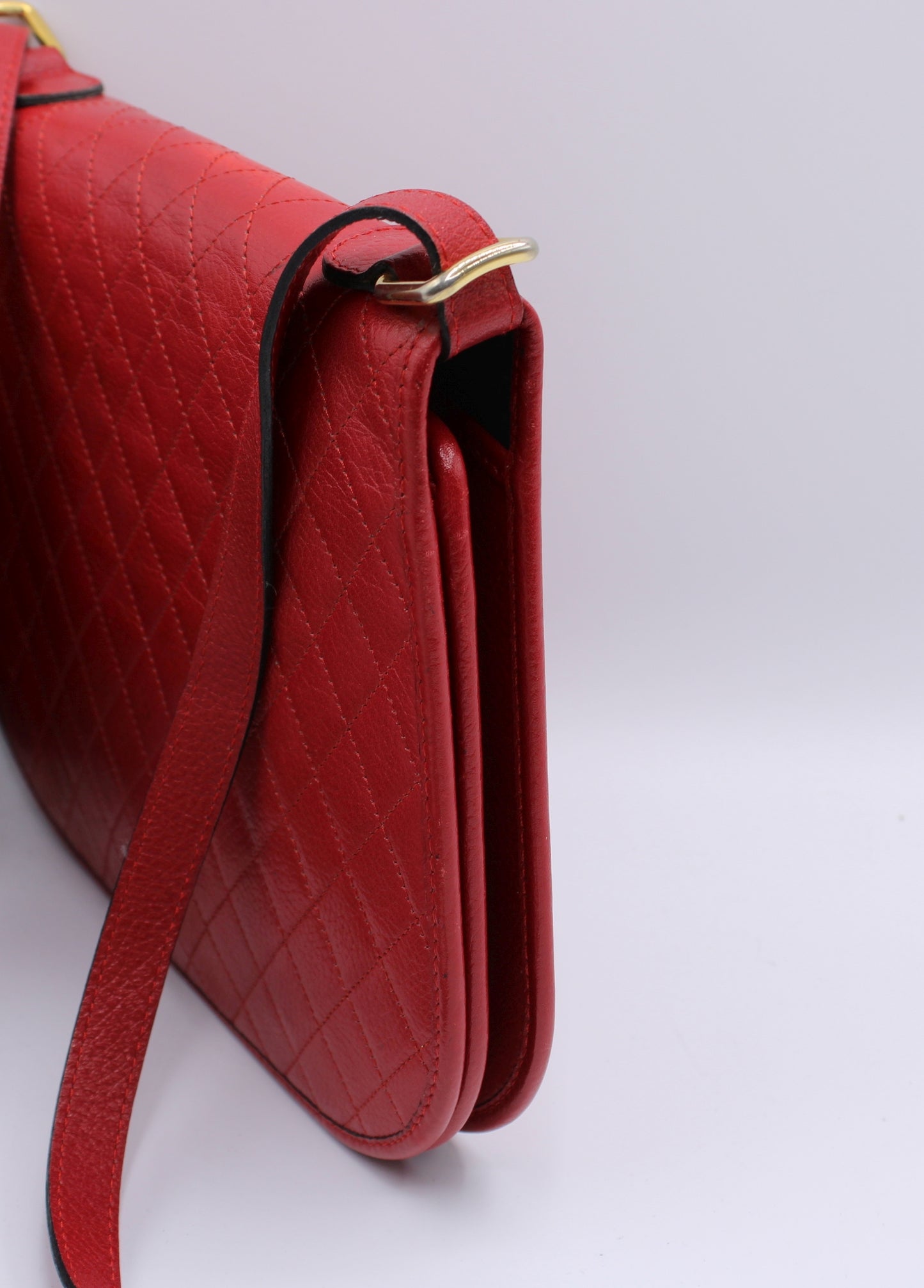 Yves Saint Laurent Red Quilted Leather Crossbody Bag Vintage