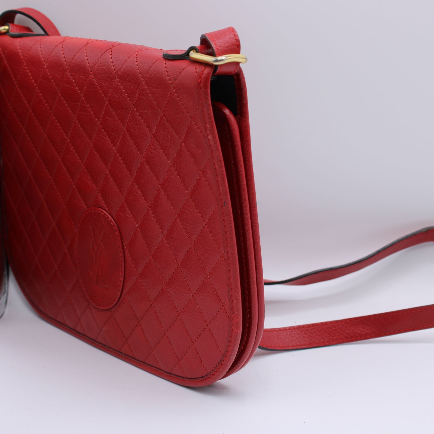 Yves Saint Laurent Red Quilted Leather Crossbody Bag Vintage