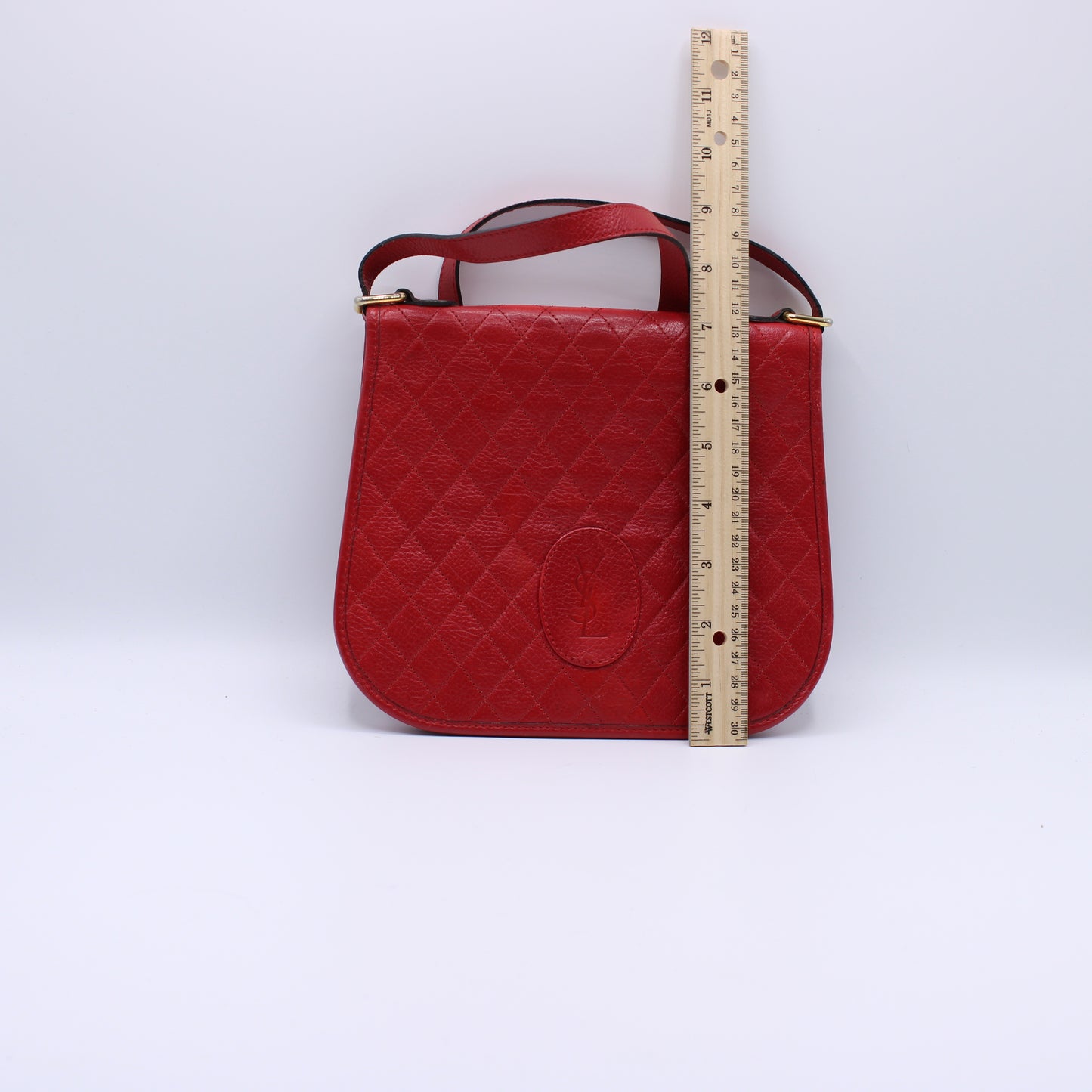 Yves Saint Laurent Red Quilted Leather Crossbody Bag Vintage