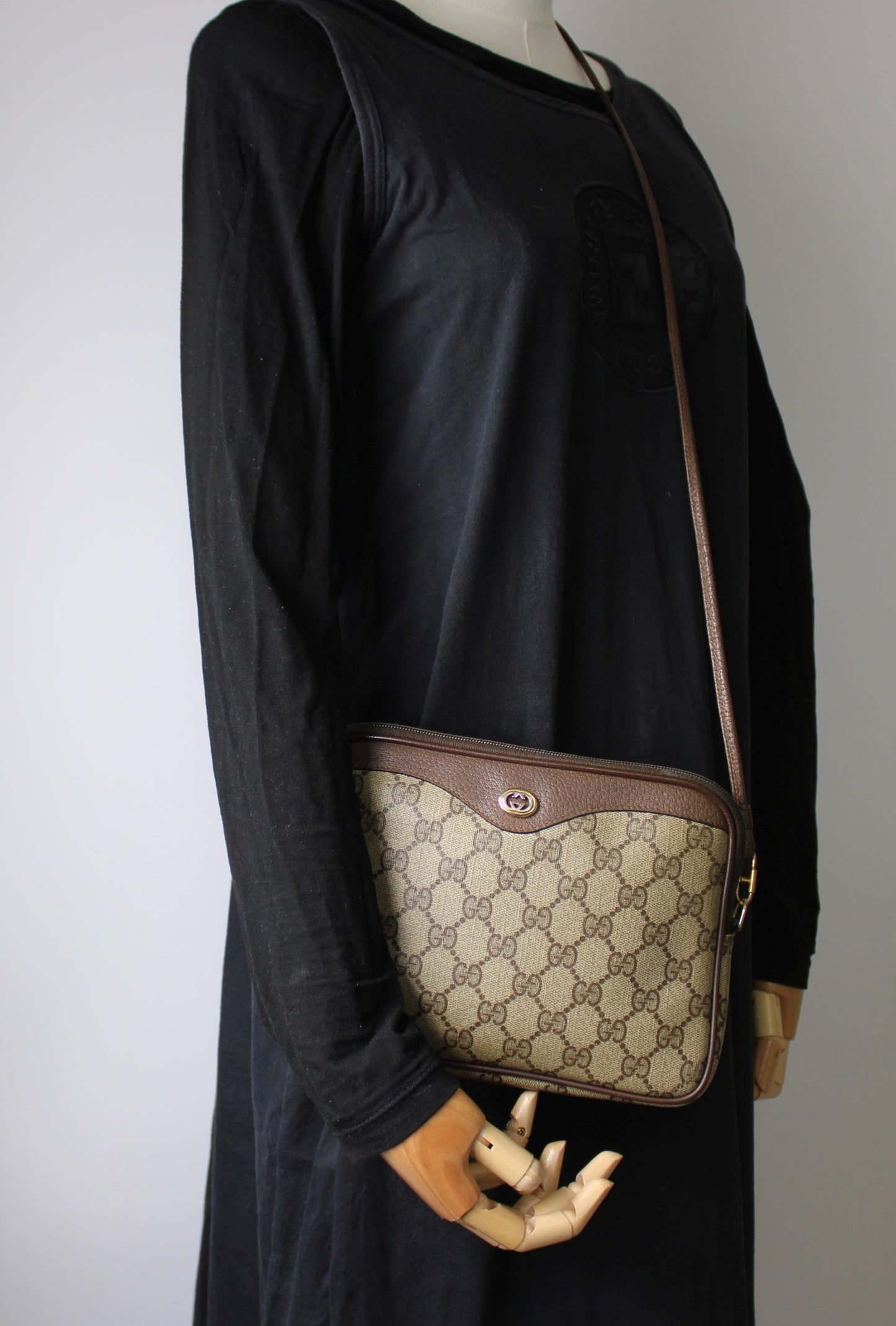 Gucci GG Supreme Canvas and Leather Crossbody Bag Vintage