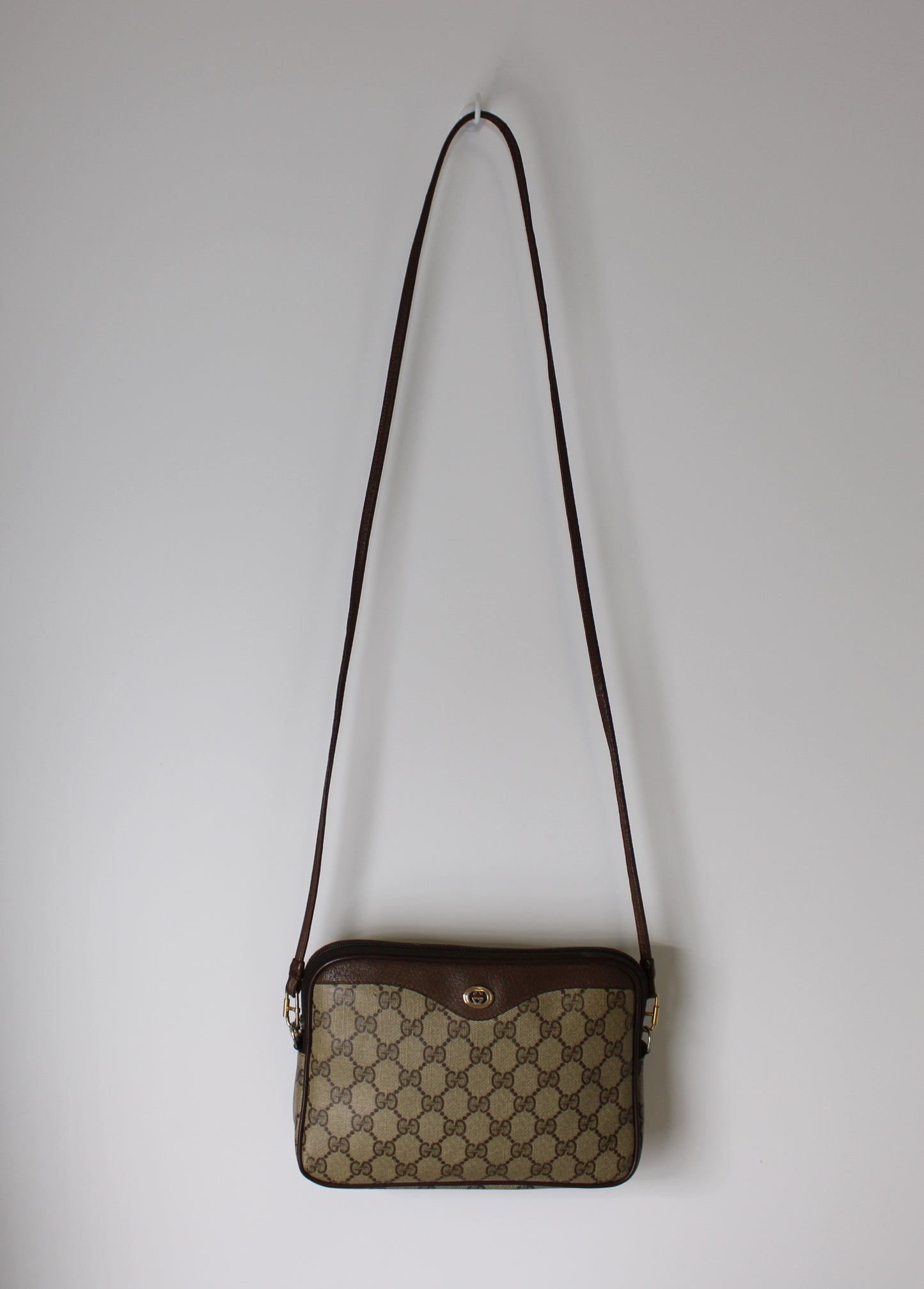 Gucci GG Supreme Canvas and Leather Crossbody Bag Vintage