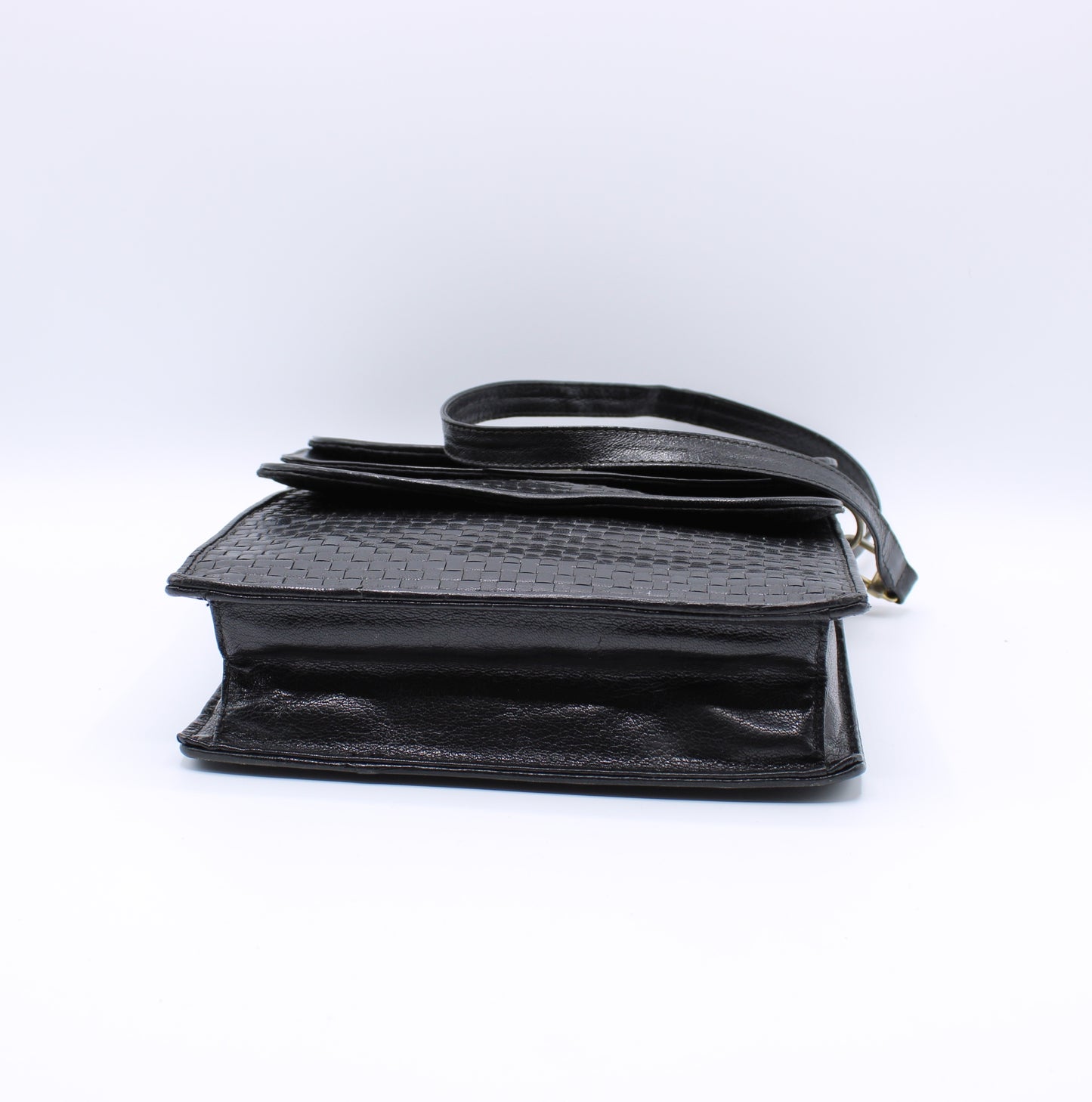 Fendi Black Woven Leather Multi-Pocket Shoulder Bag
