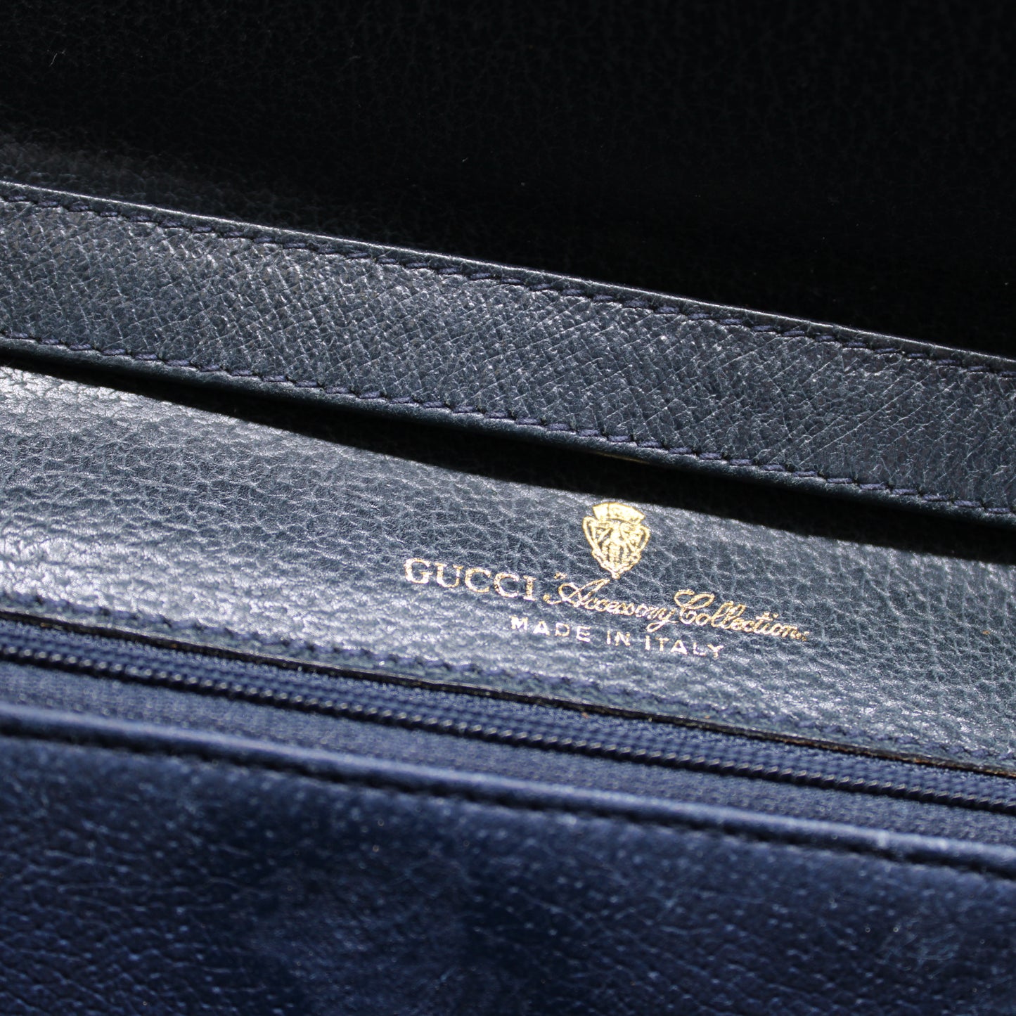 Gucci Navy GG Canvas Leather Convertible Clutch Crossbody Bag Vintage