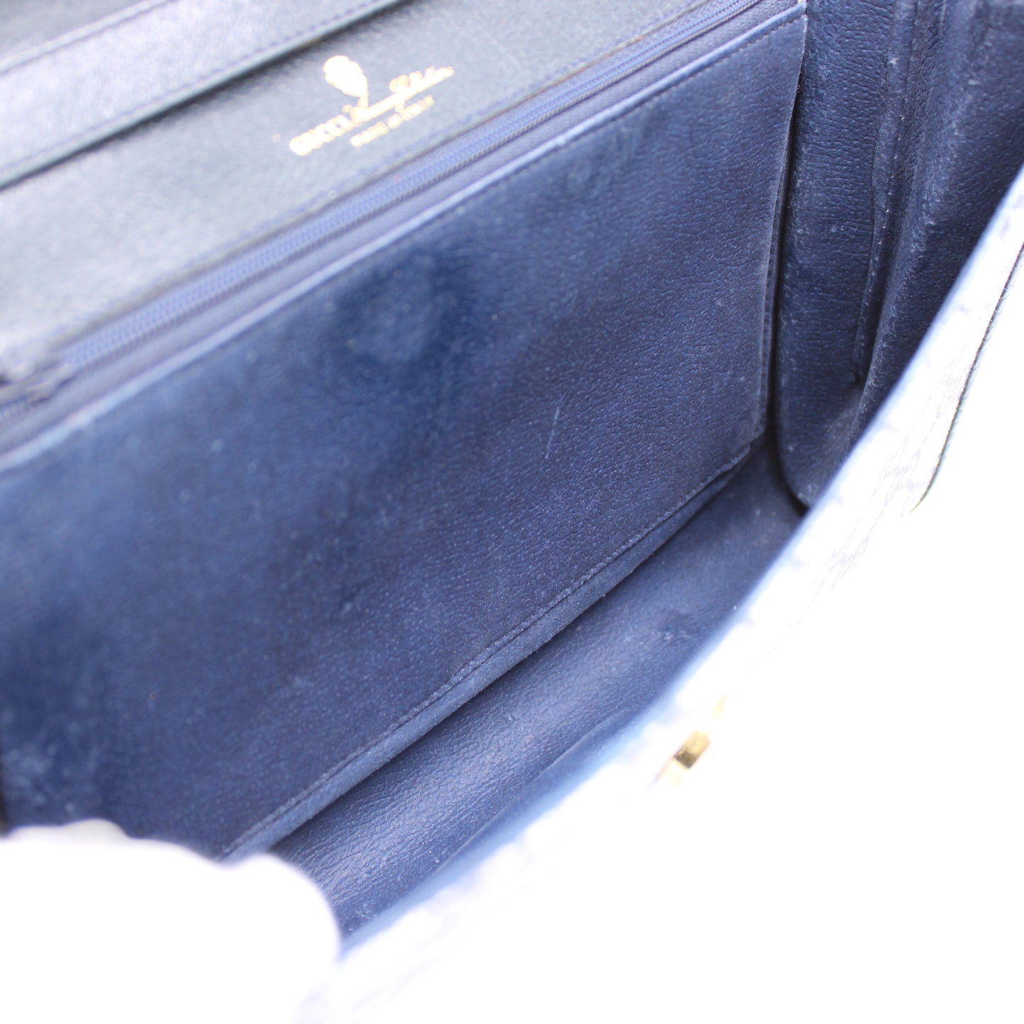 Gucci Navy GG Canvas Leather Convertible Clutch Crossbody Bag Vintage