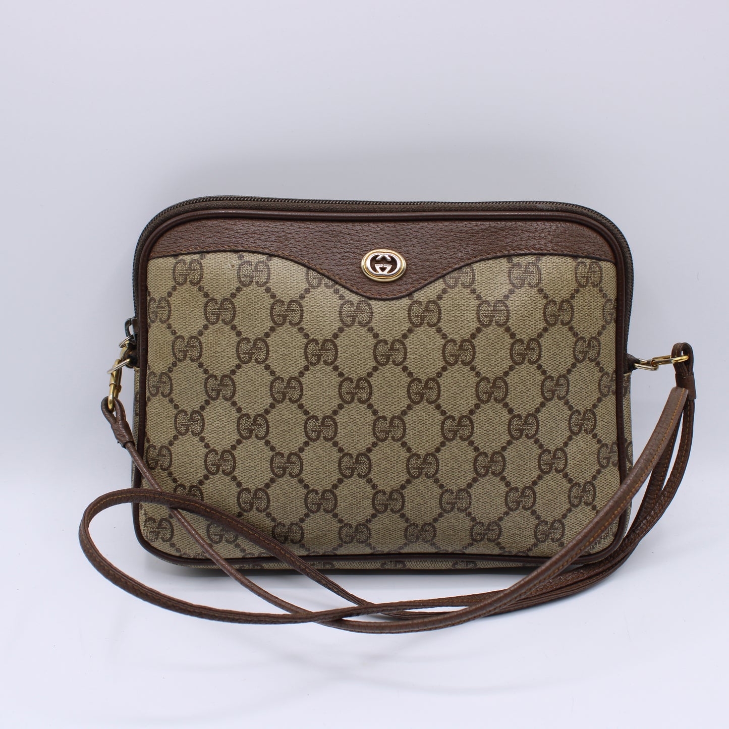 Gucci GG Supreme Canvas and Leather Crossbody Bag Vintage