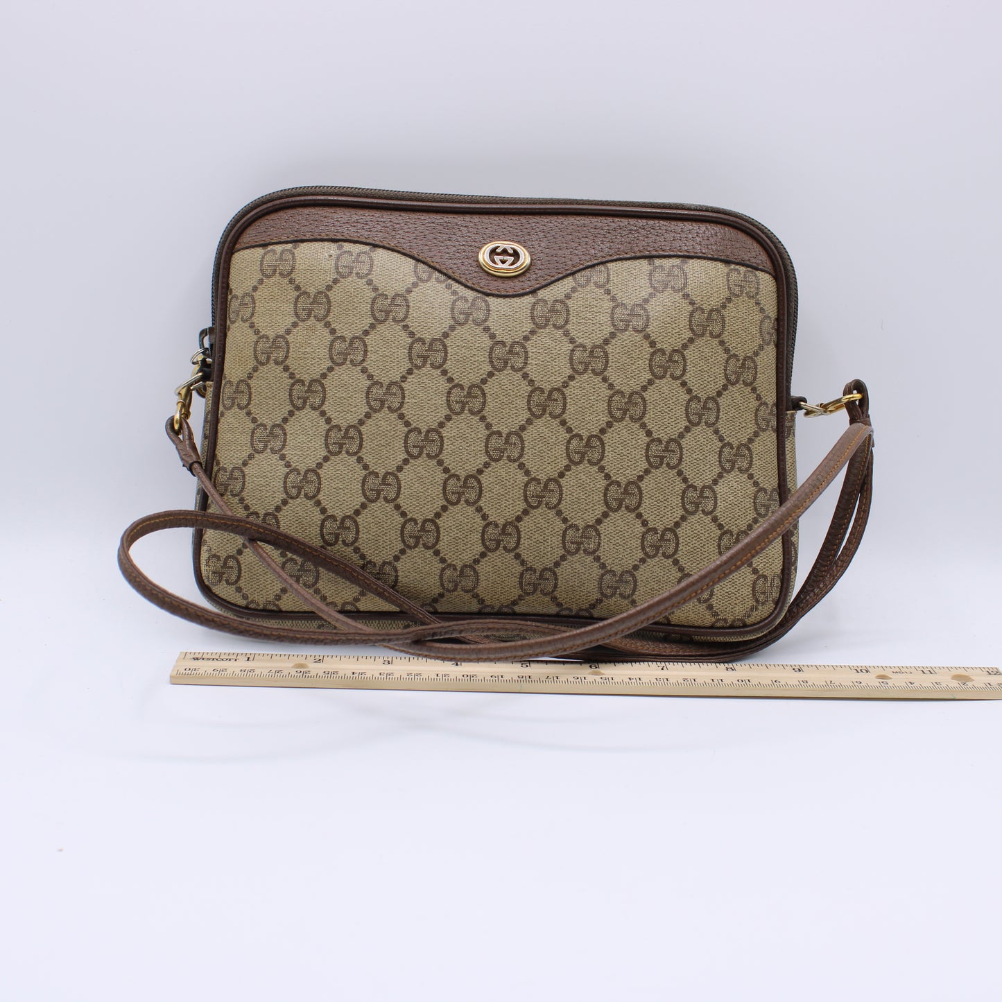 Gucci GG Supreme Canvas and Leather Crossbody Bag Vintage