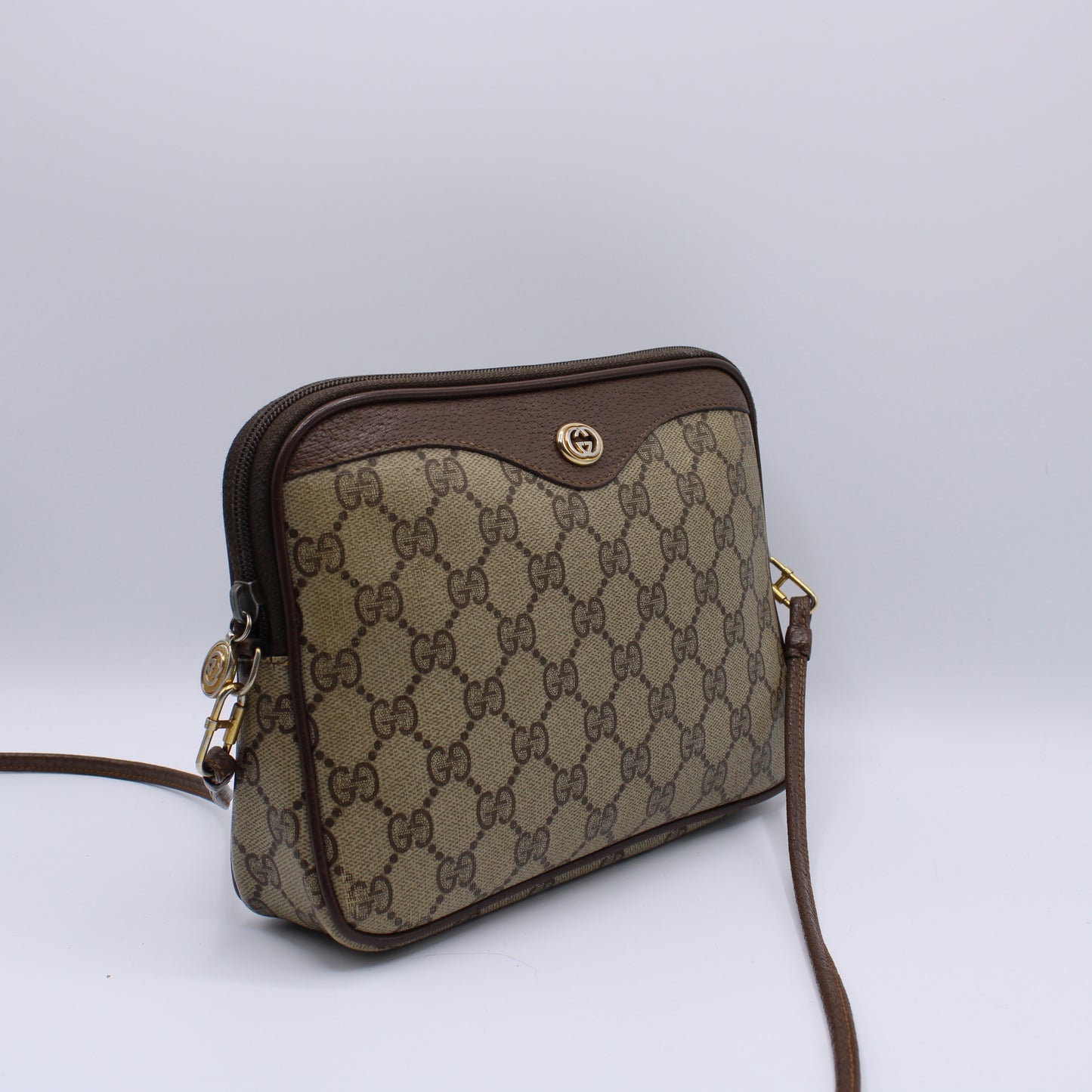 Gucci GG Supreme Canvas and Leather Crossbody Bag Vintage