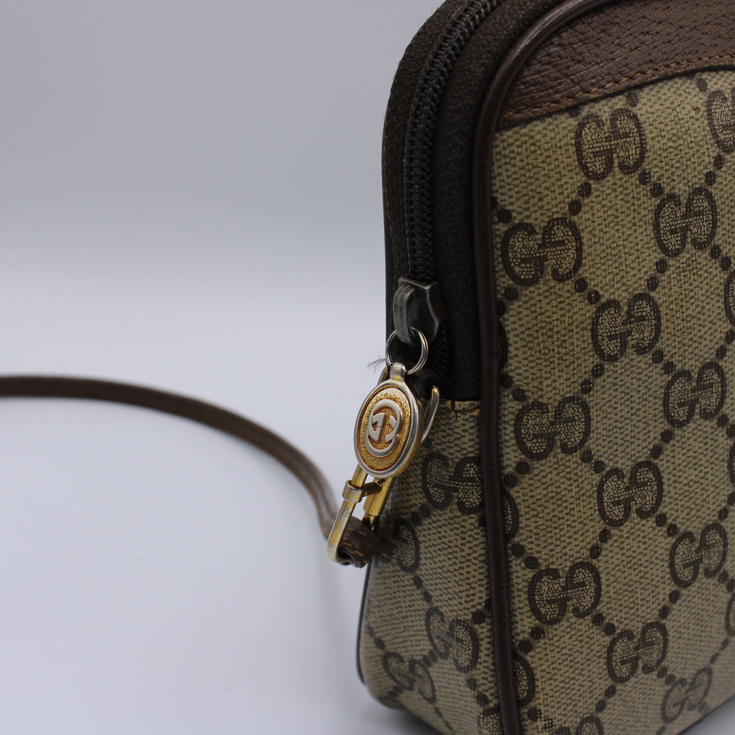 Gucci GG Supreme Canvas and Leather Crossbody Bag Vintage