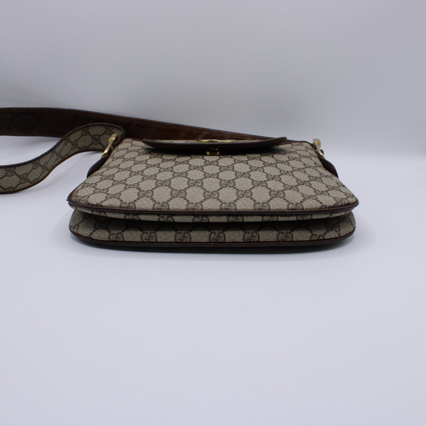 Gucci GG Canvas and Leather Flap Shoulder Bag Vintage
