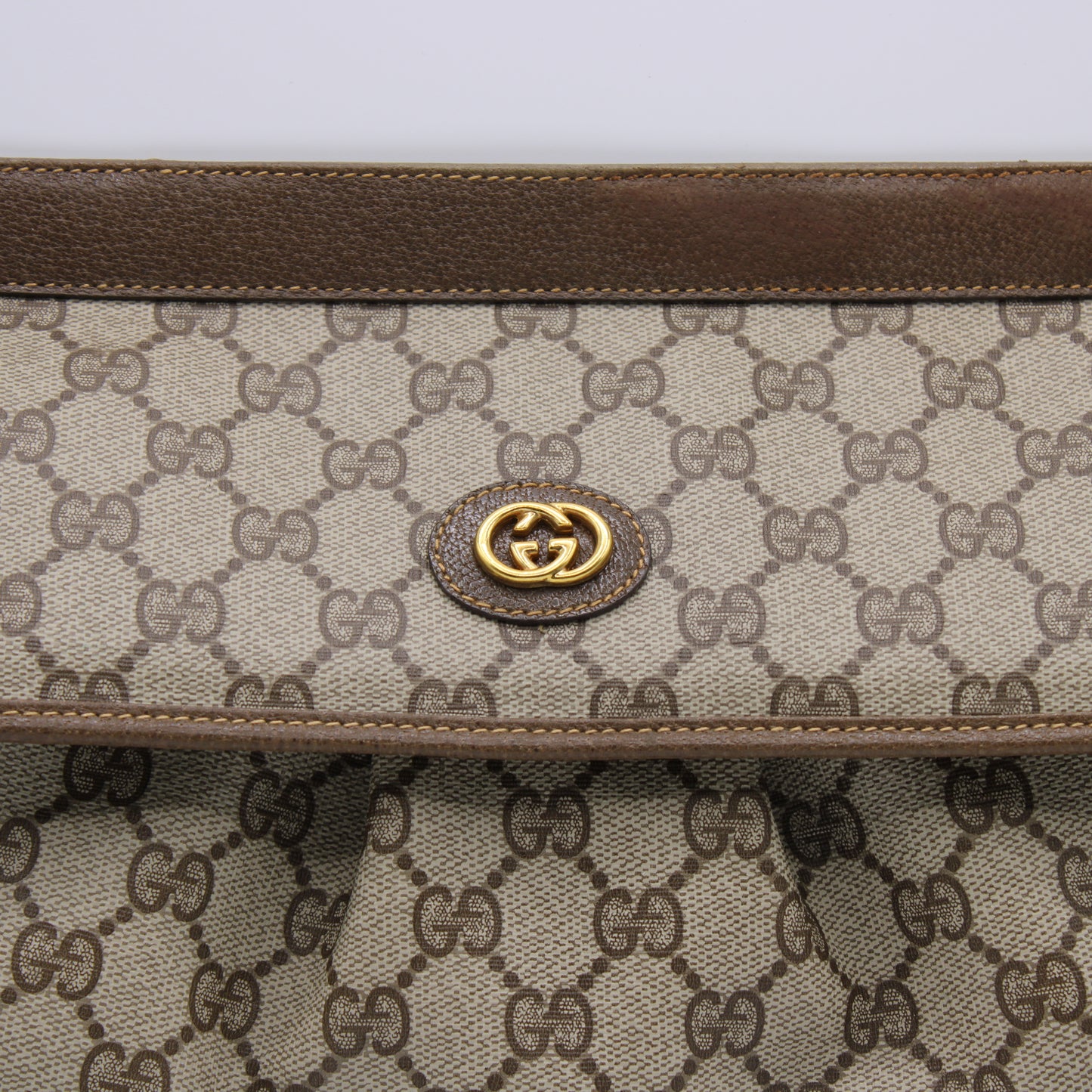 Gucci Ophidia GG Monogram Brown Canvas and Leather Clutch Bag Vintage