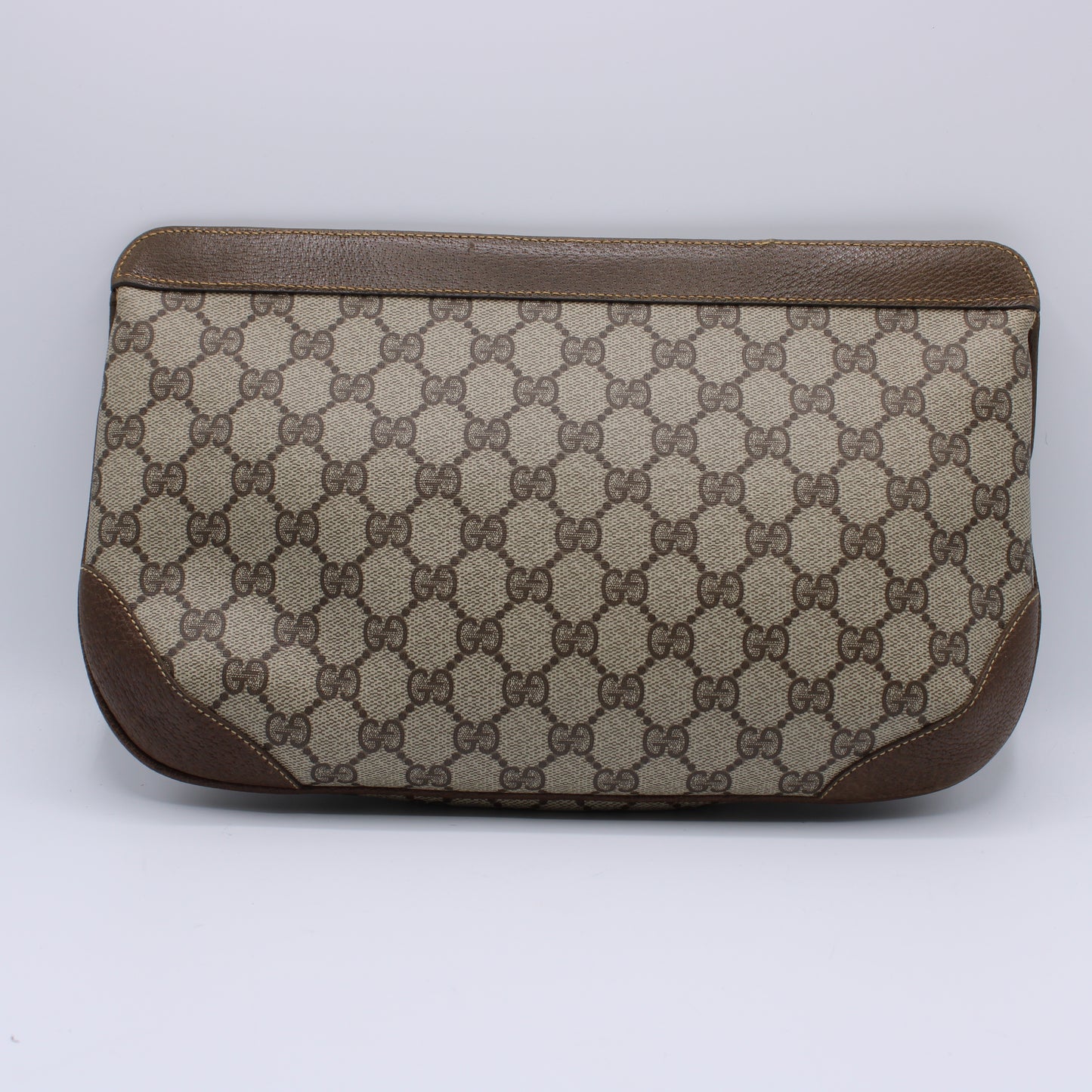 Gucci Ophidia GG Monogram Brown Canvas and Leather Clutch Bag Vintage
