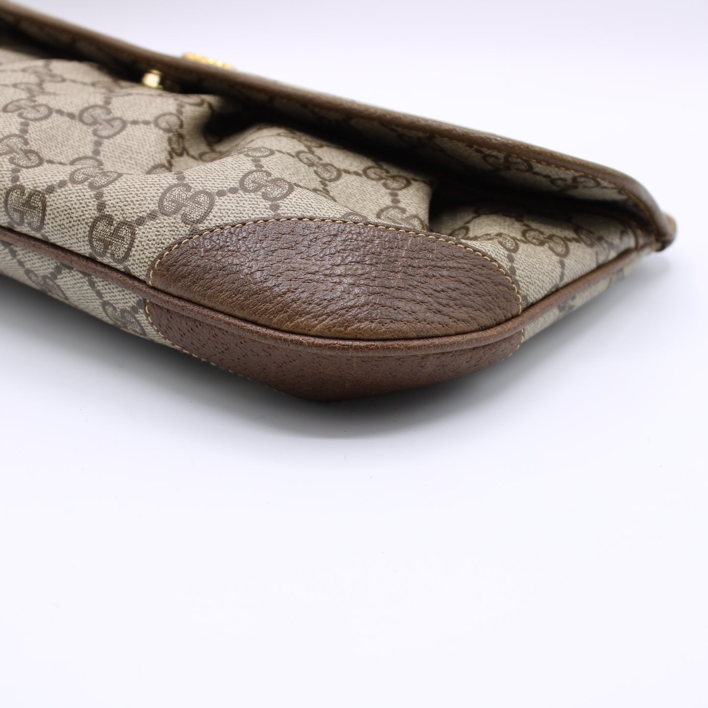 Gucci Ophidia GG Monogram Brown Canvas and Leather Clutch Bag Vintage