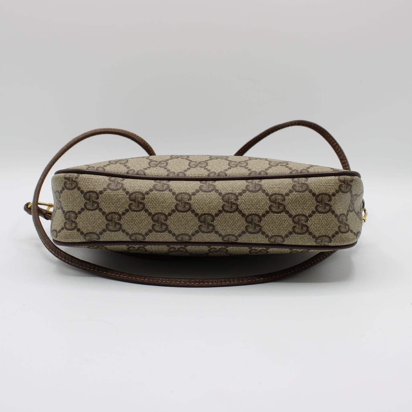 Gucci Ophidia GG Brown Crossbody Bag Leather Trim Vintage