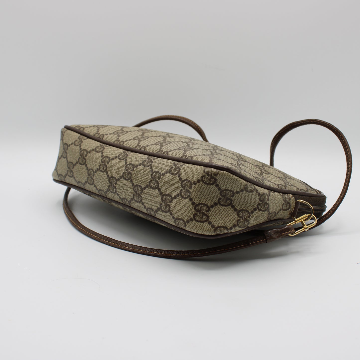 Gucci Ophidia GG Brown Crossbody Bag Leather Trim Vintage