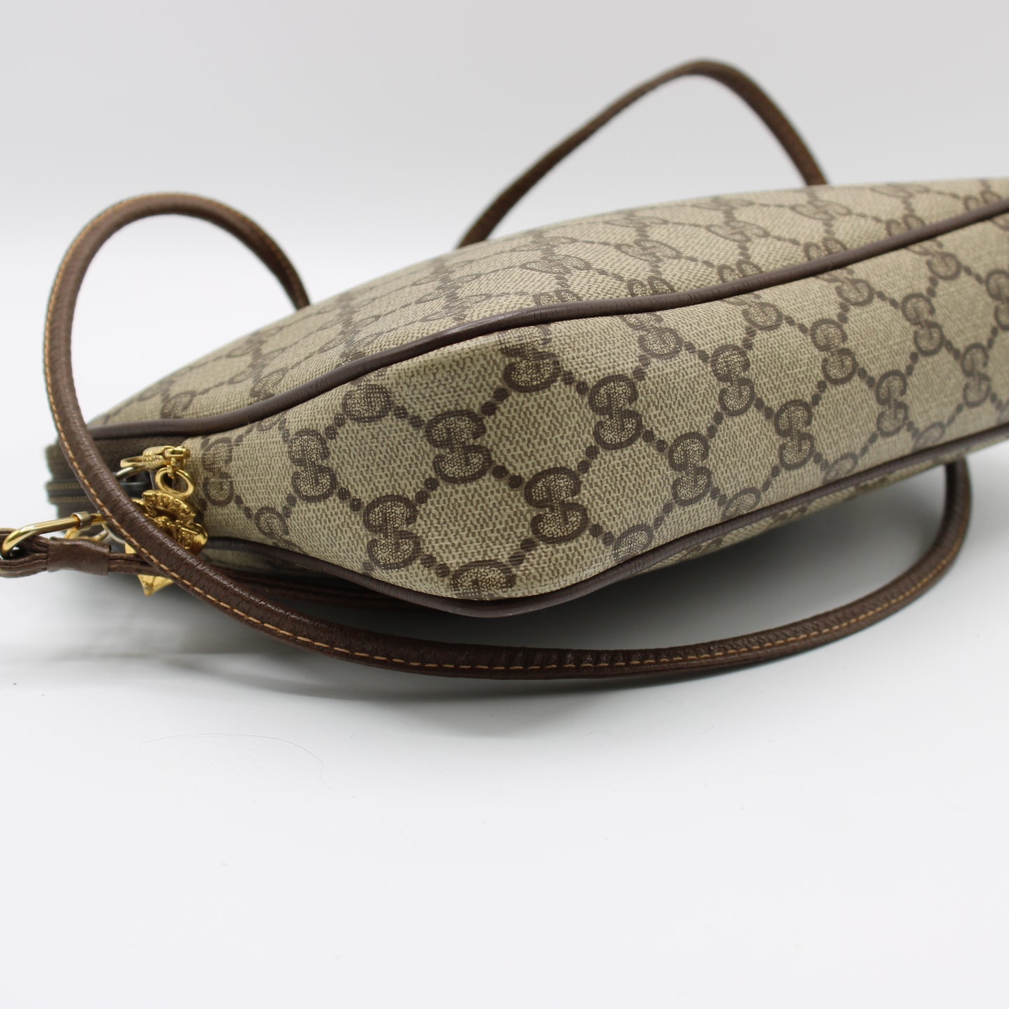 Gucci Ophidia GG Brown Crossbody Bag Leather Trim Vintage