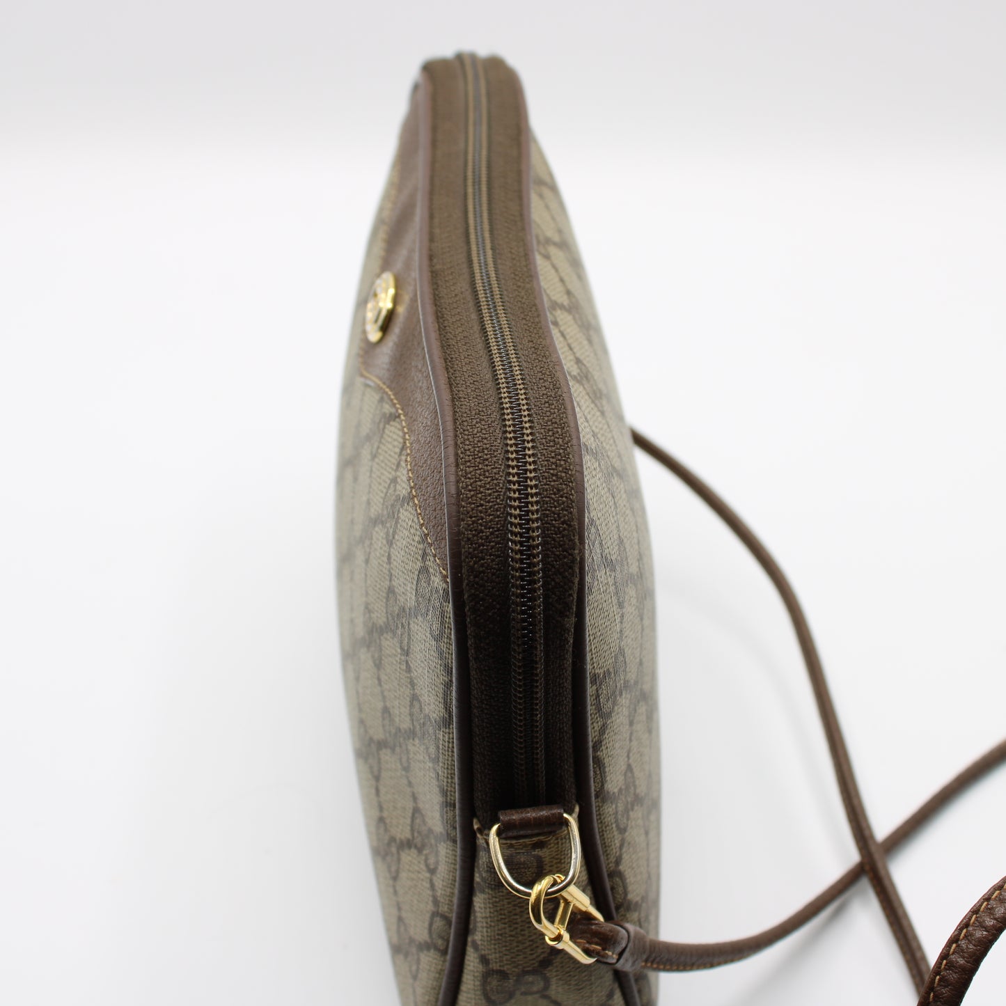 Gucci Ophidia GG Brown Crossbody Bag Leather Trim Vintage