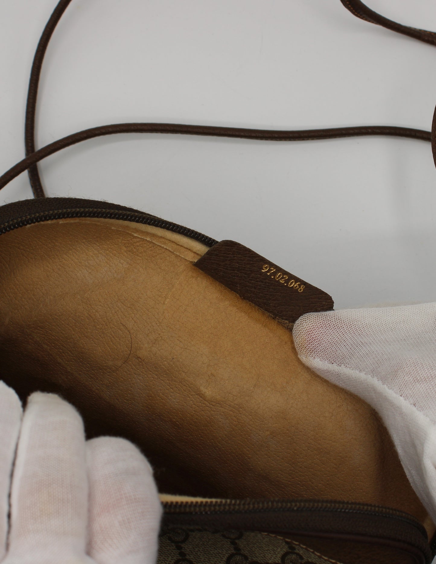 Gucci Ophidia GG Brown Crossbody Bag Leather Trim Vintage