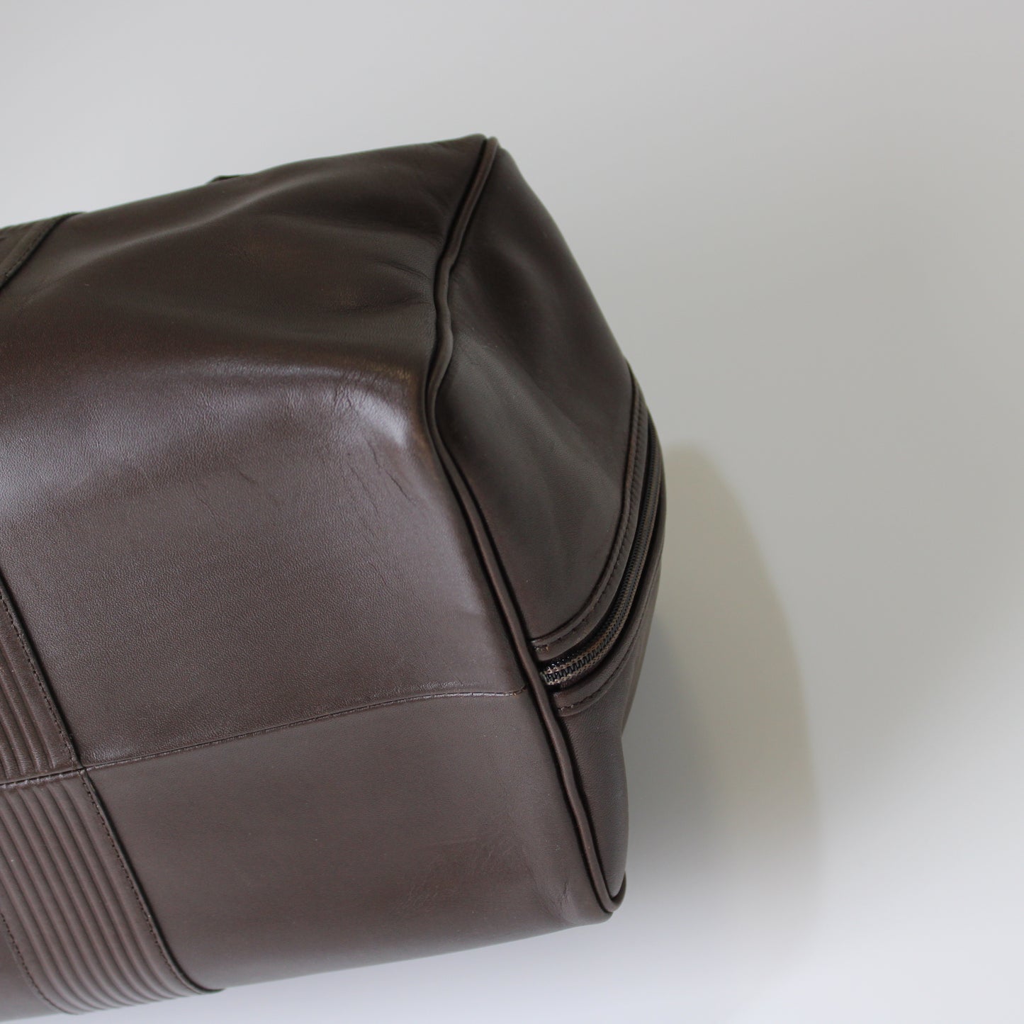 Yves Saint Laurent Brown Leather YSL Logo Boston Bag Vintage