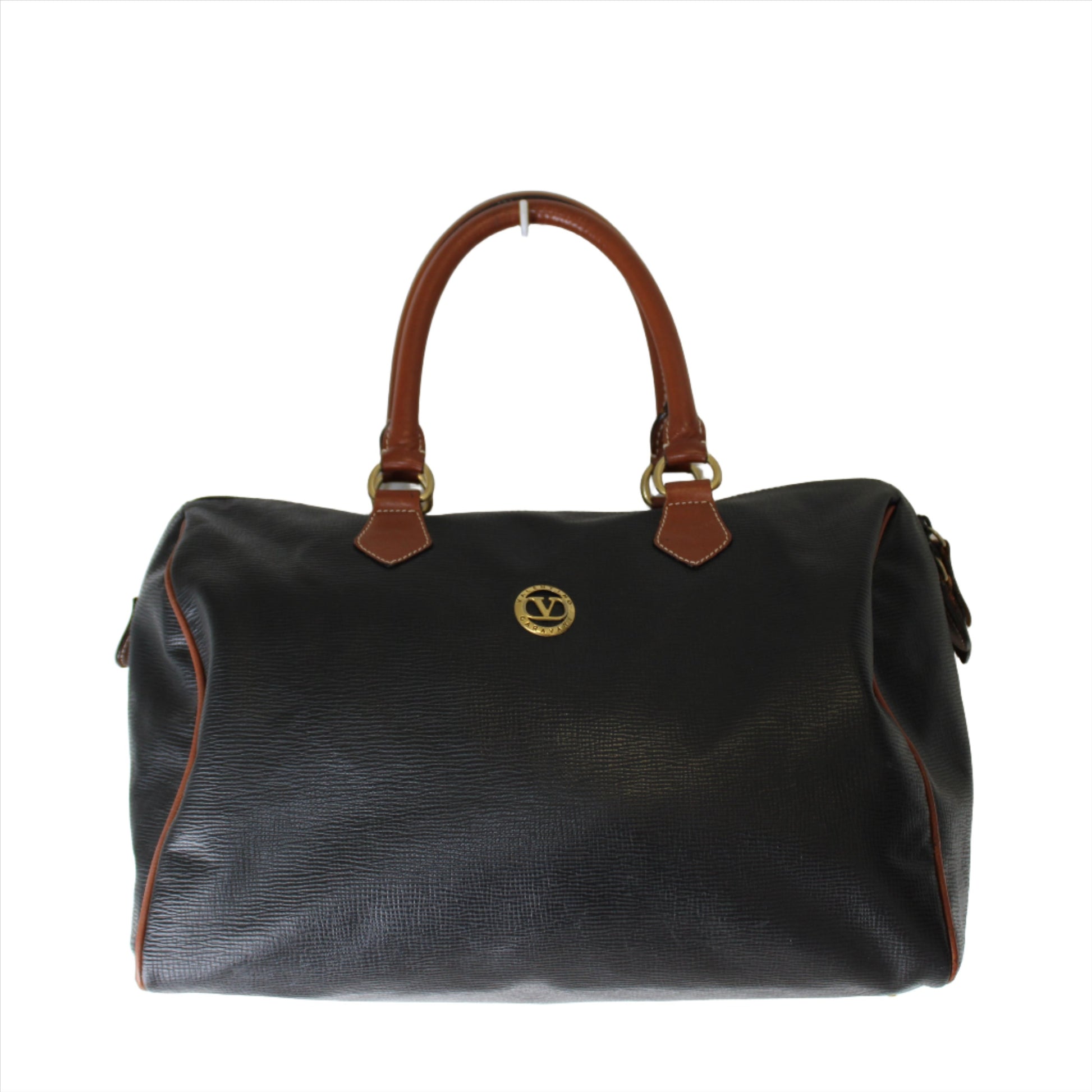 Valentino Garavani Black and Brown Leather Boston Bag full view