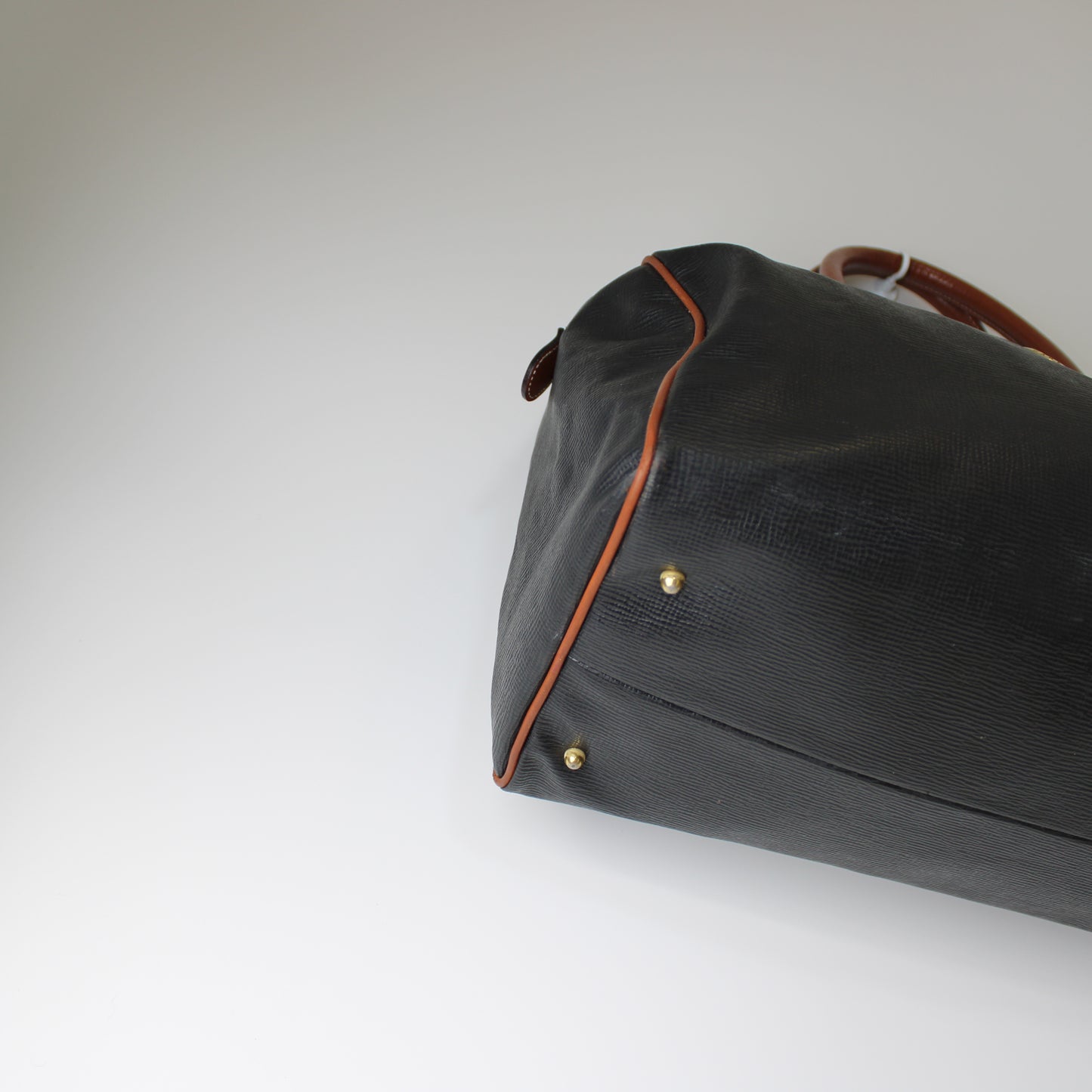 Valentino Garavani Black and Brown Leather Boston Bag