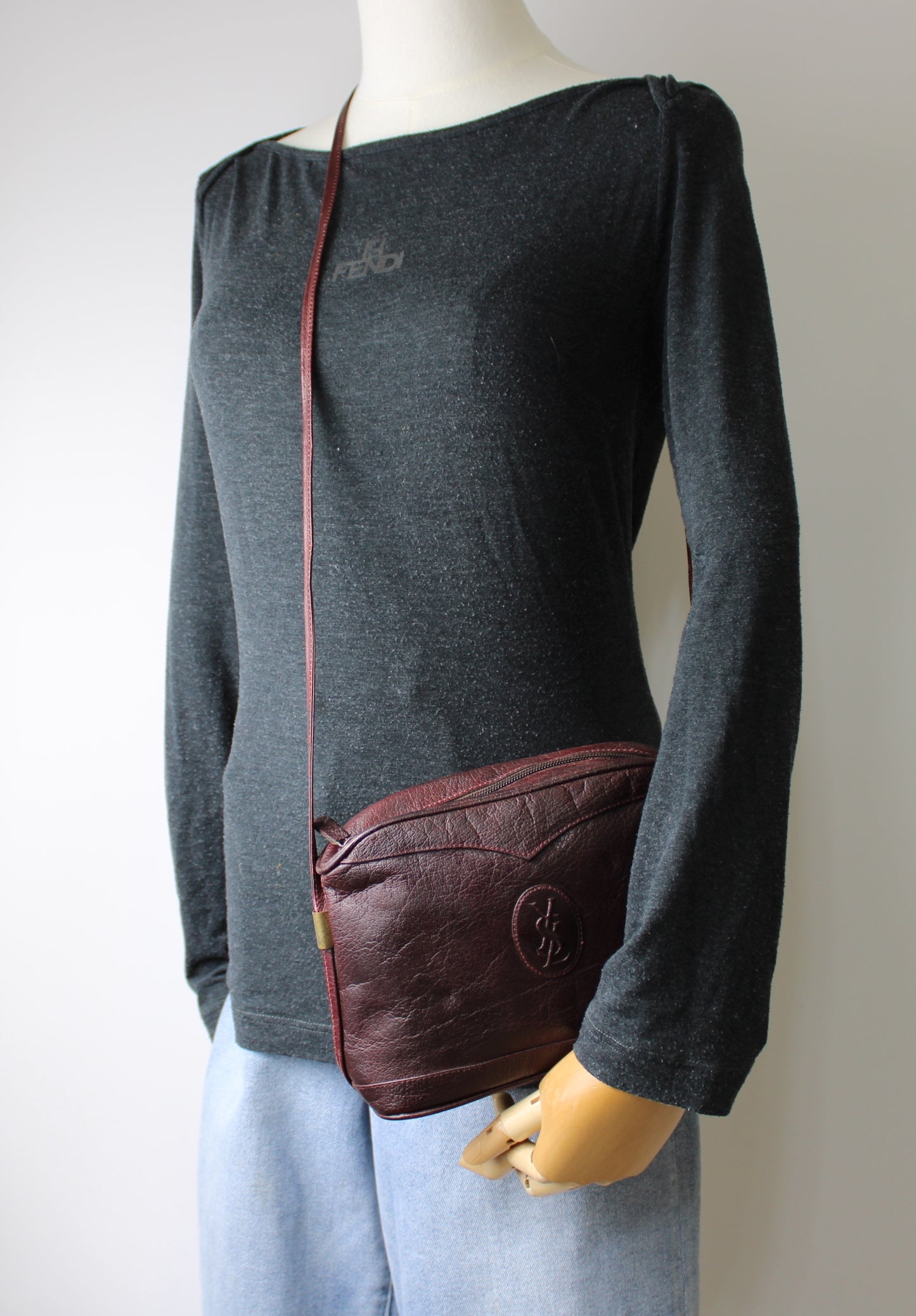 Yves Saint Laurent Burgundy Leather Crossbody Bag Vintage