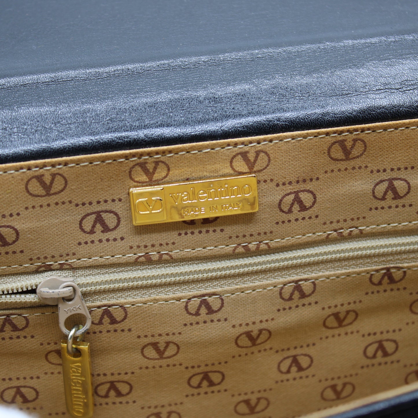 Valentino Garavani Black Lambskin Embossed Flap on Chain Crossbody Bag