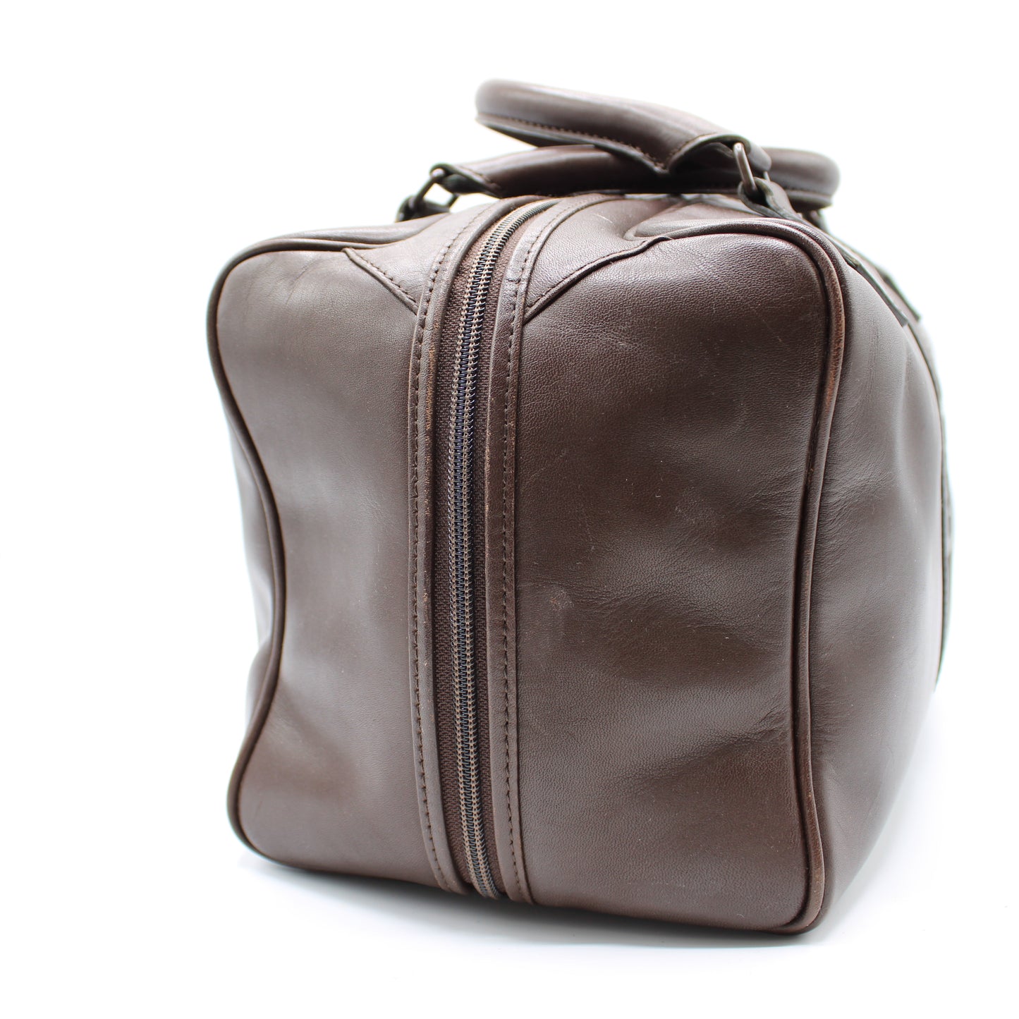 Yves Saint Laurent Brown Leather YSL Logo Boston Bag Vintage