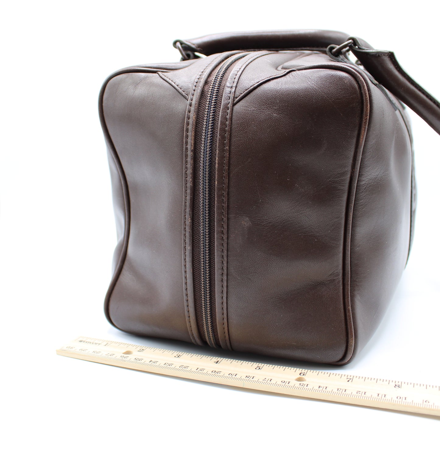 Yves Saint Laurent Brown Leather YSL Logo Boston Bag Vintage
