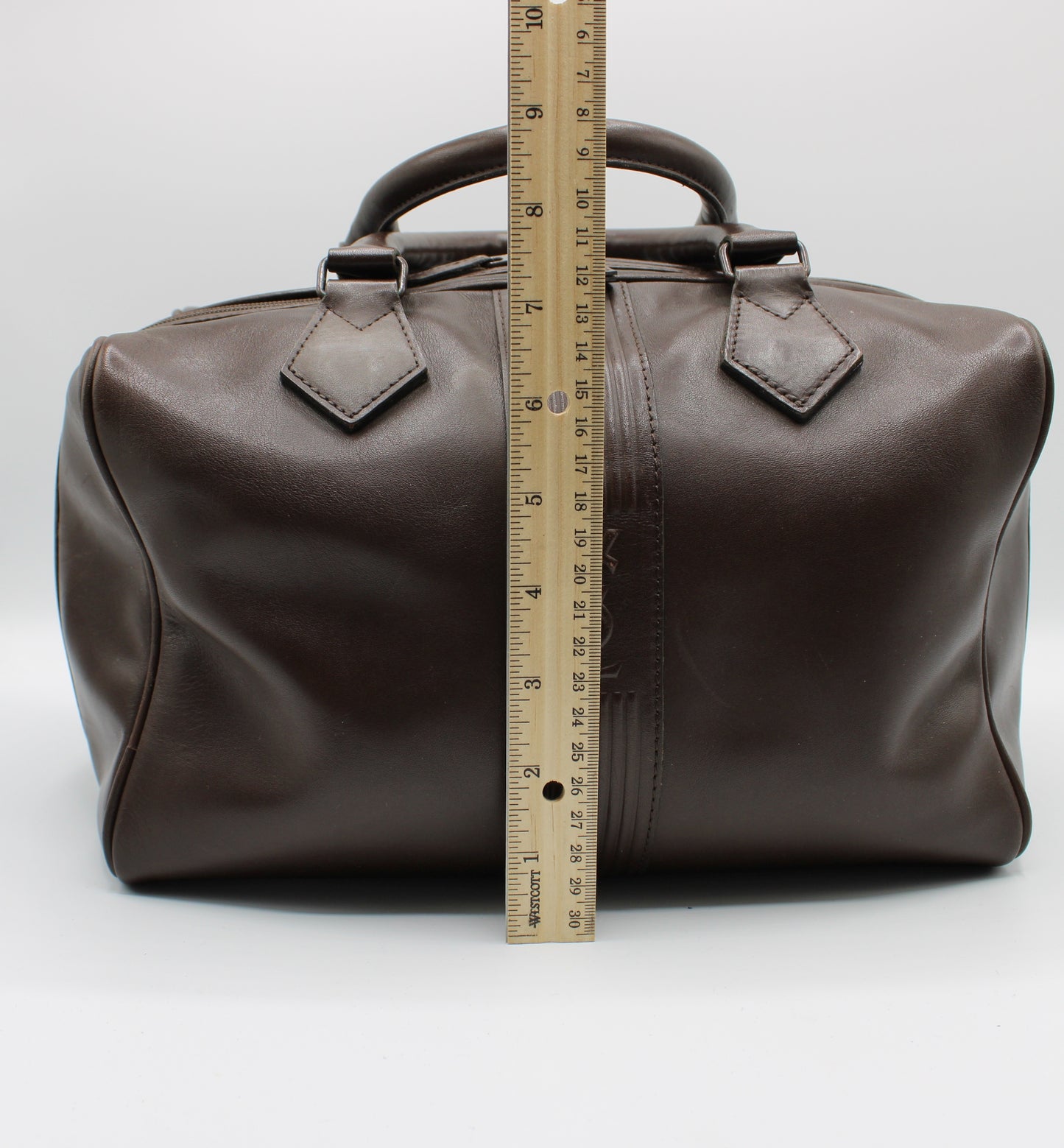 Yves Saint Laurent Brown Leather YSL Logo Boston Bag Vintage