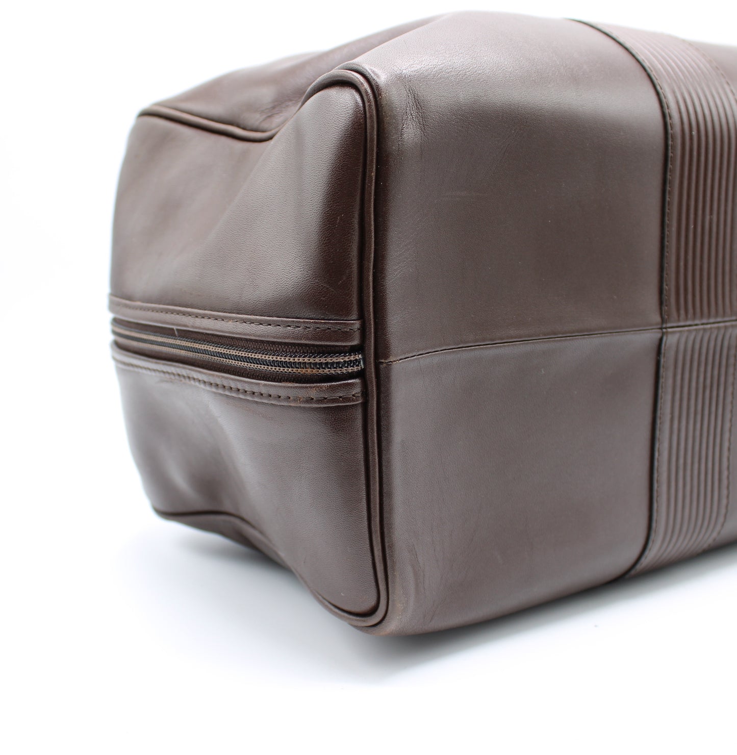Yves Saint Laurent Brown Leather YSL Logo Boston Bag Vintage