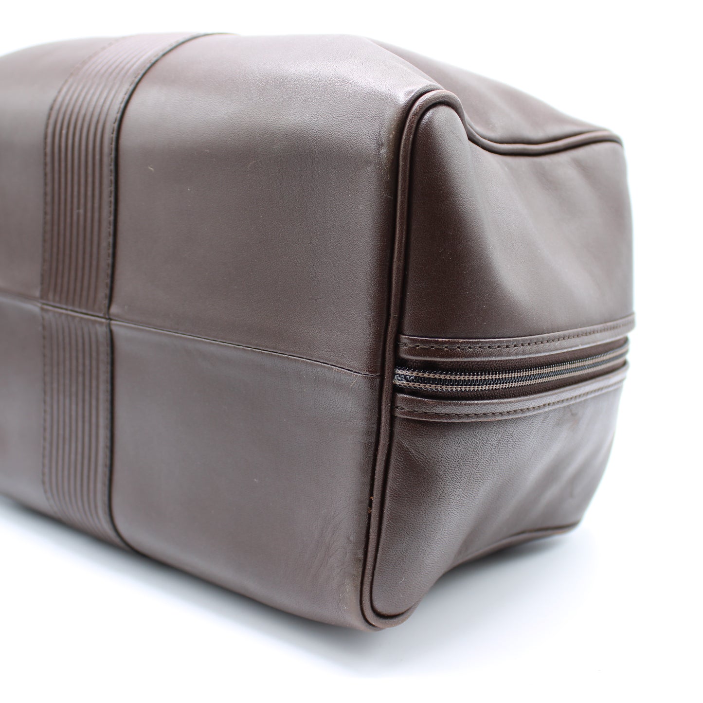 Yves Saint Laurent Brown Leather YSL Logo Boston Bag Vintage