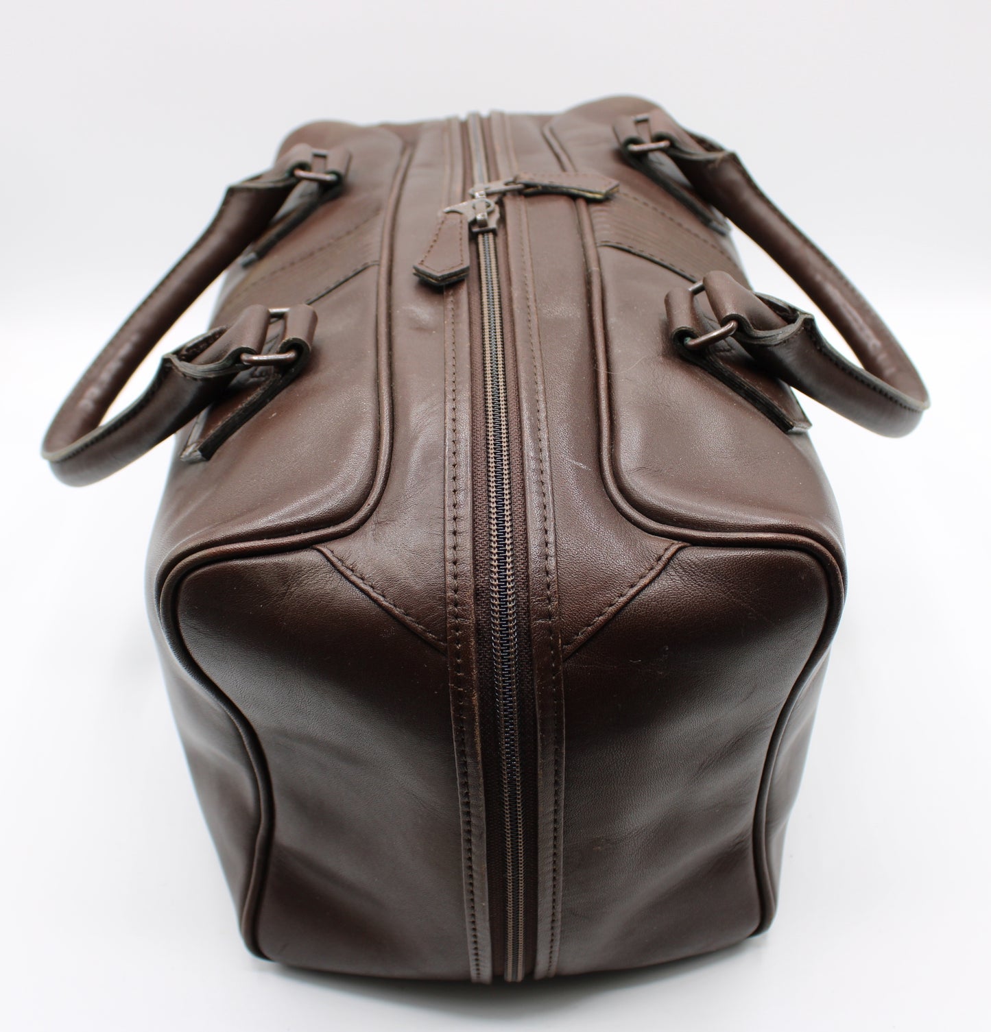 Yves Saint Laurent Brown Leather YSL Logo Boston Bag Vintage