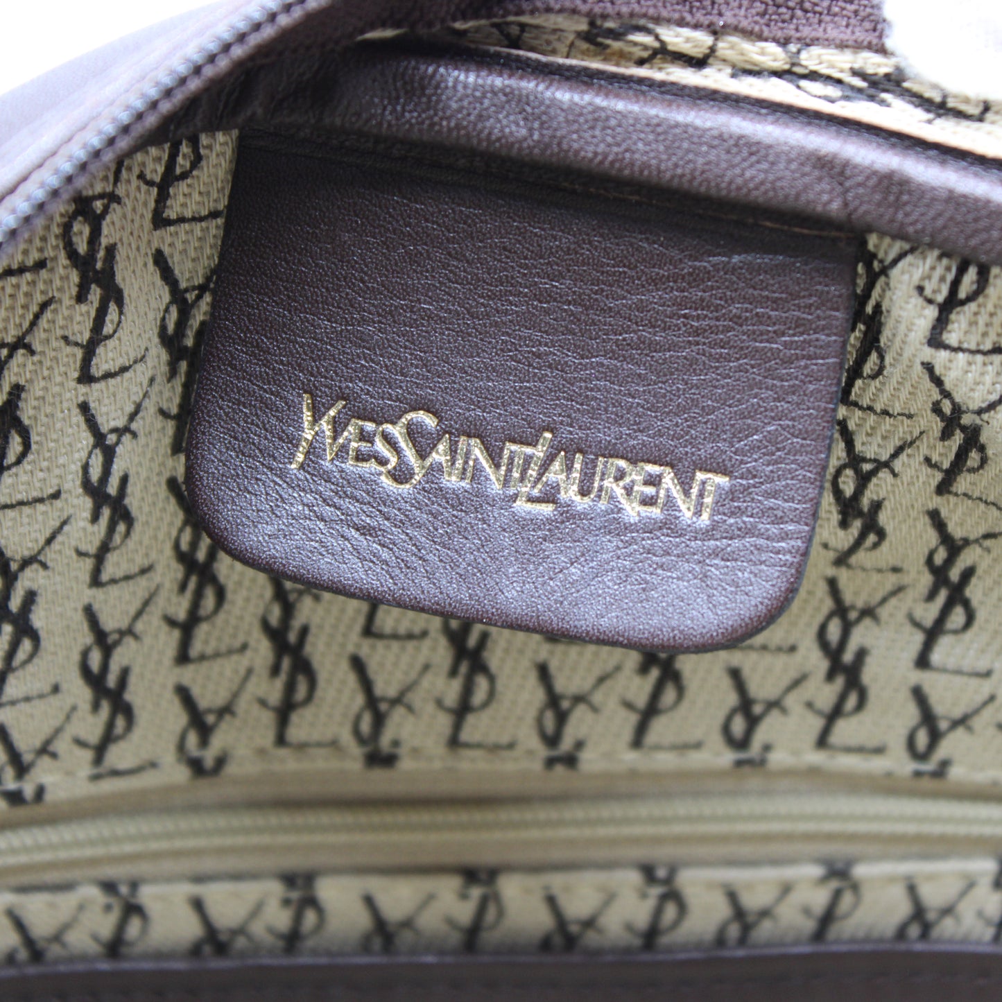Yves Saint Laurent Brown Leather YSL Logo Boston Bag Vintage