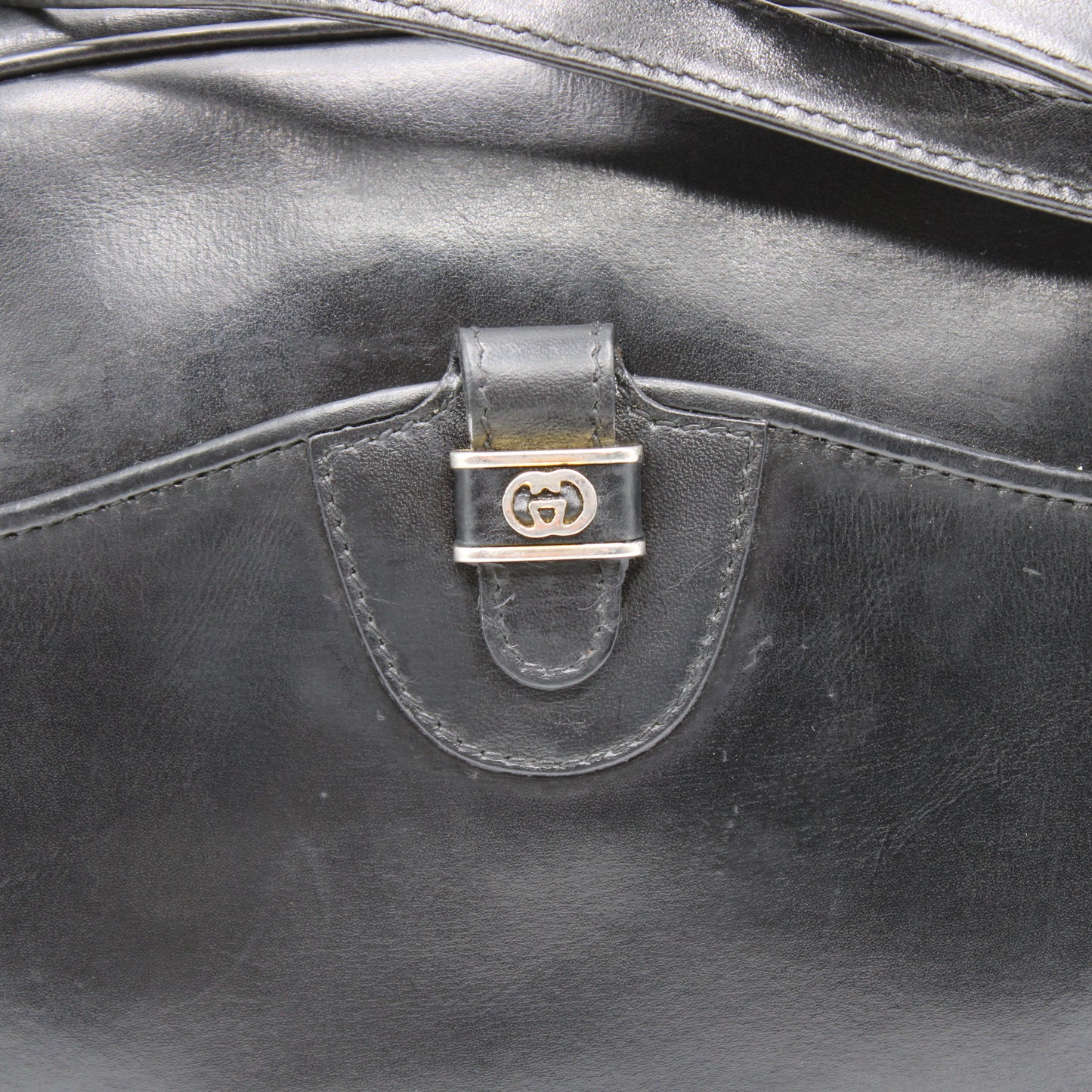 Gucci Black Leather Crossbody Bag with Logo Charm