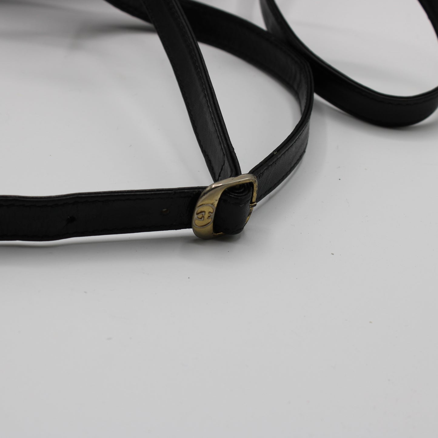 Gucci Black Leather Crossbody Bag with Logo Charm