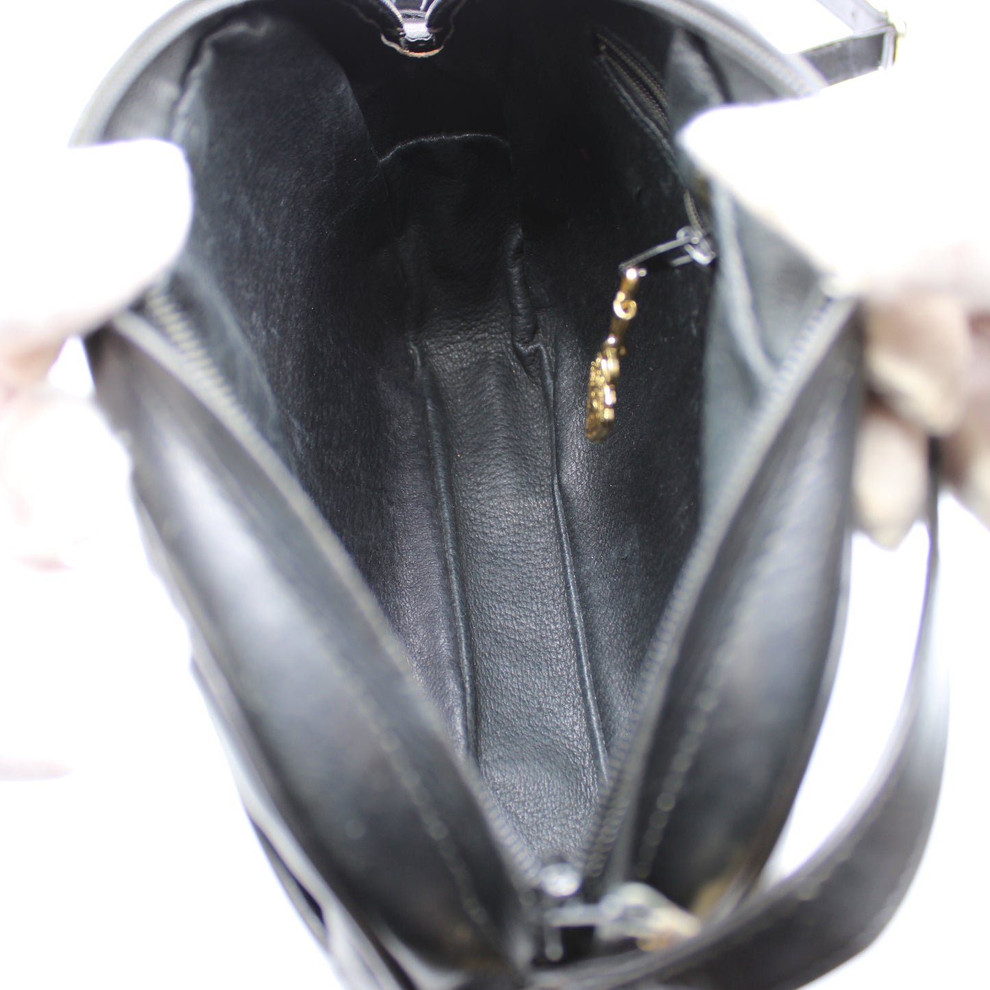Gucci Black Leather Crossbody Bag with Logo Charm