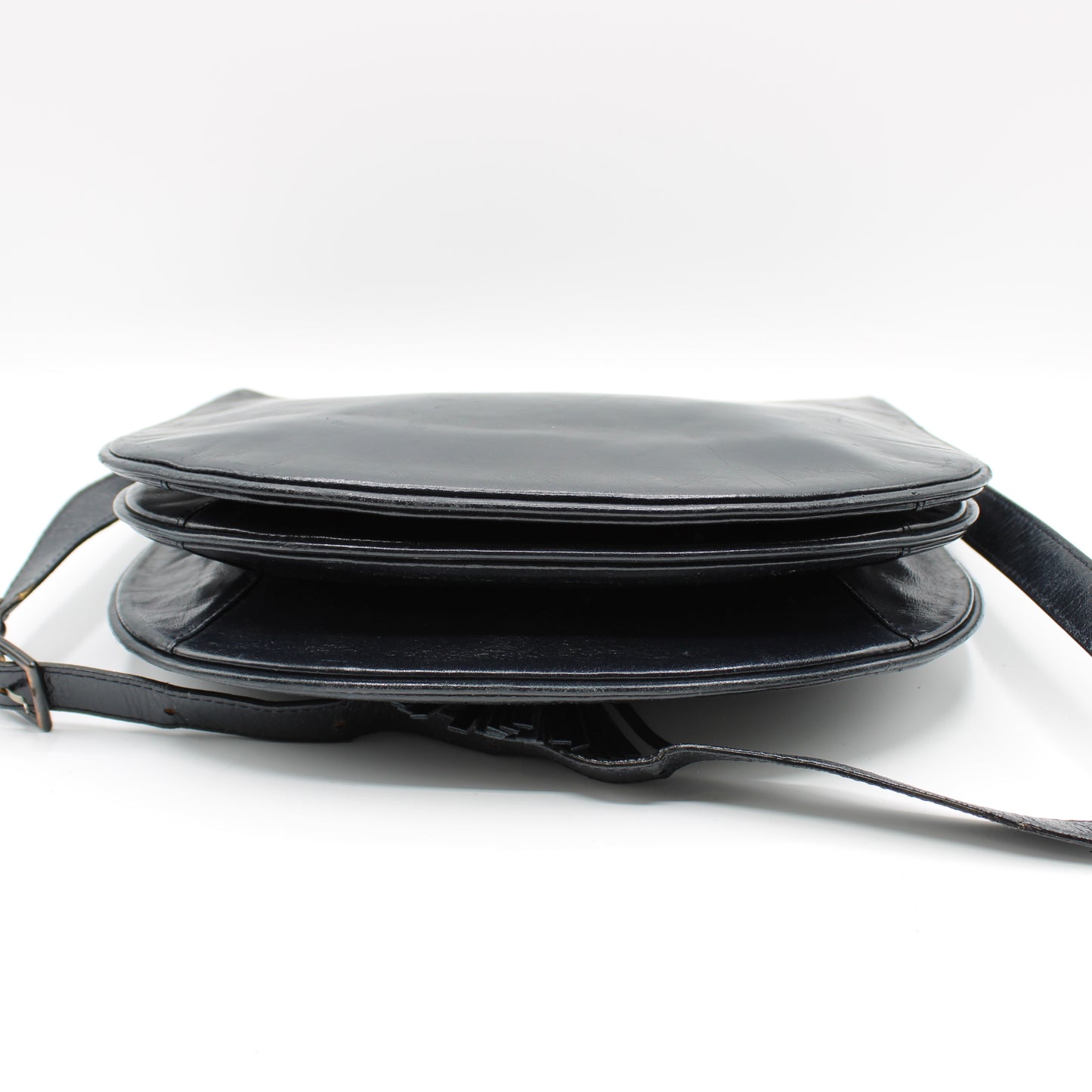 Yves Saint Laurent Perforated Logo Tassel Black Leather Crossbody Bag