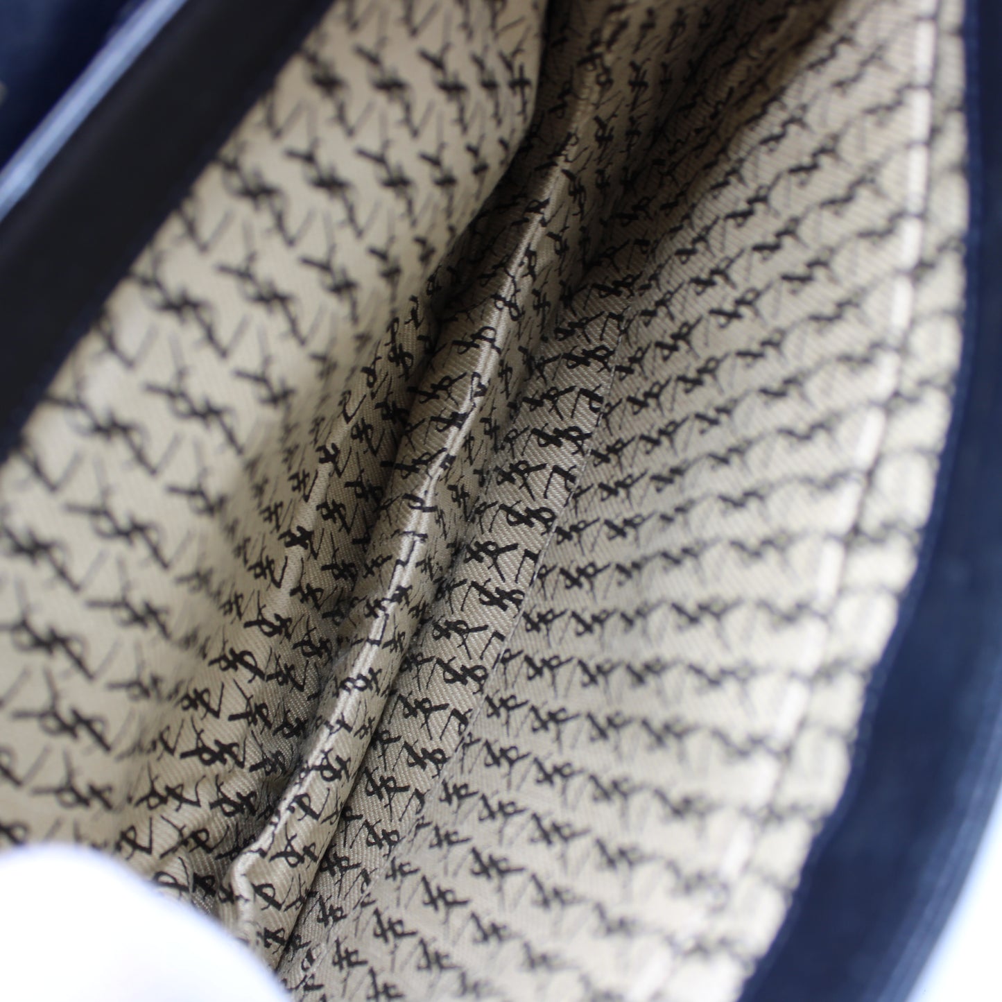 Yves Saint Laurent Perforated Logo Tassel Black Leather Crossbody Bag