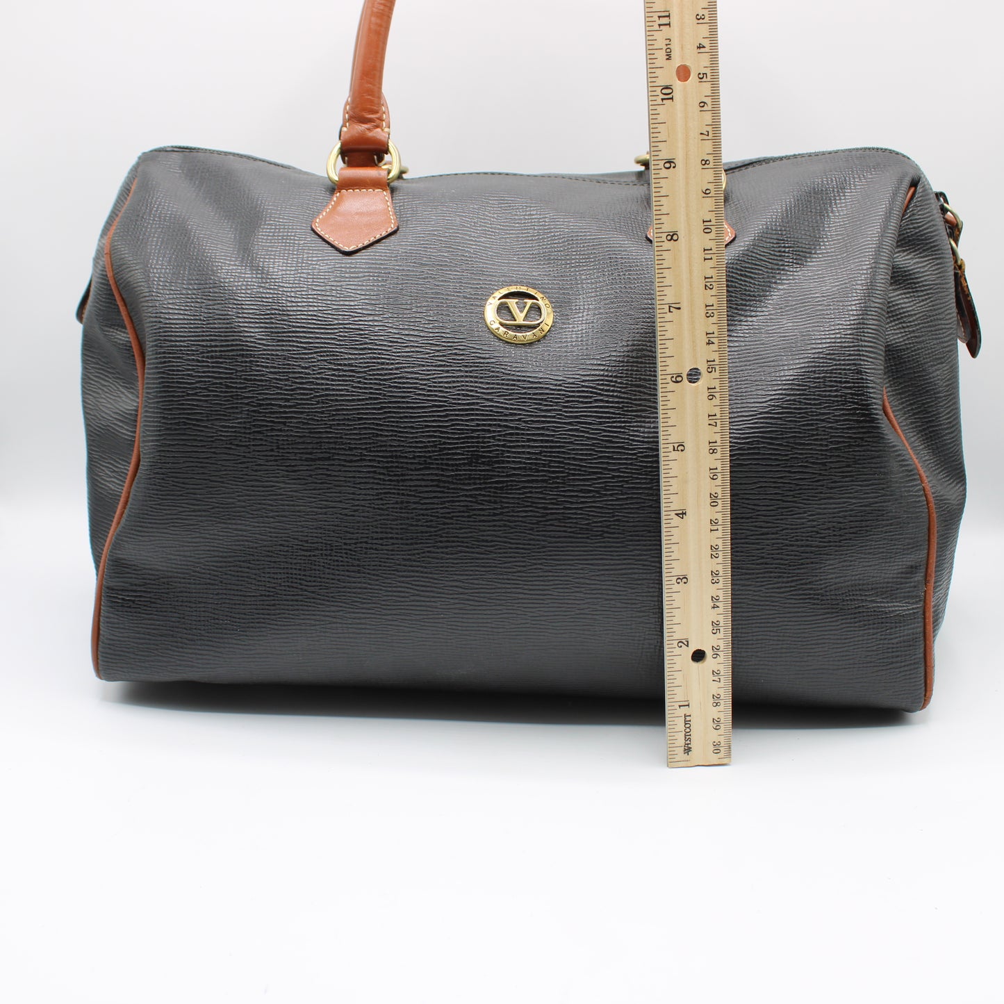 Valentino Garavani Black and Brown Leather Boston Bag