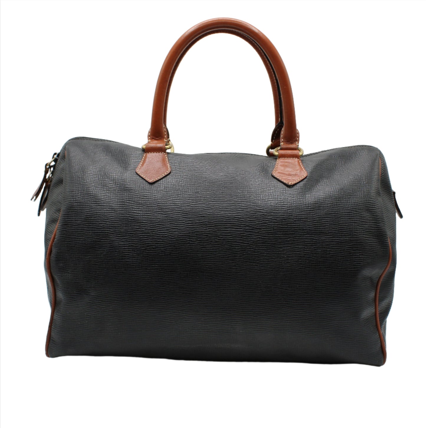Valentino Garavani Black and Brown Leather Boston Bag back view