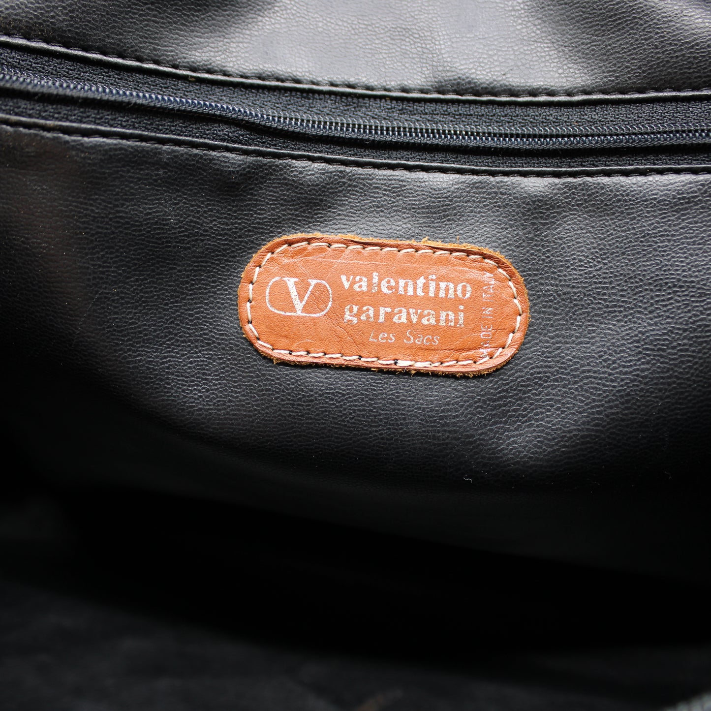 Valentino Garavani Black and Brown Leather Boston Bag