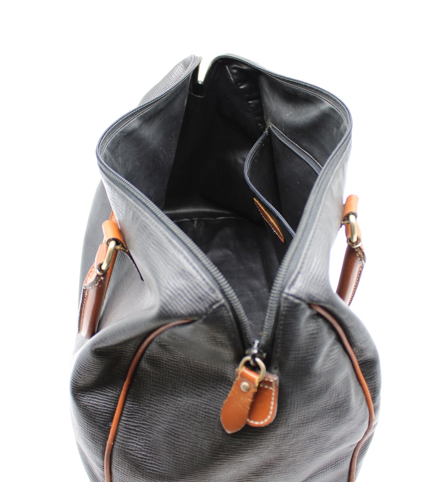 Valentino Garavani Black and Brown Leather Boston Bag