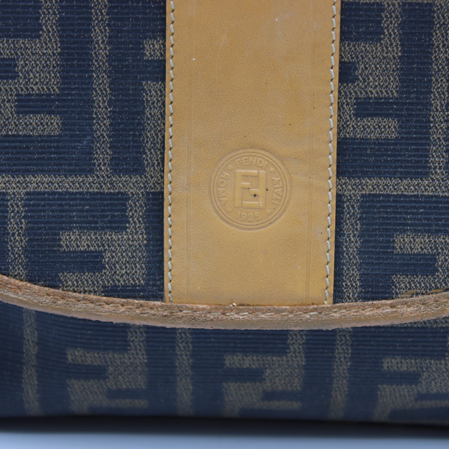 Fendi Brown Zucca Flap Crossbody Bag with Leather Trim