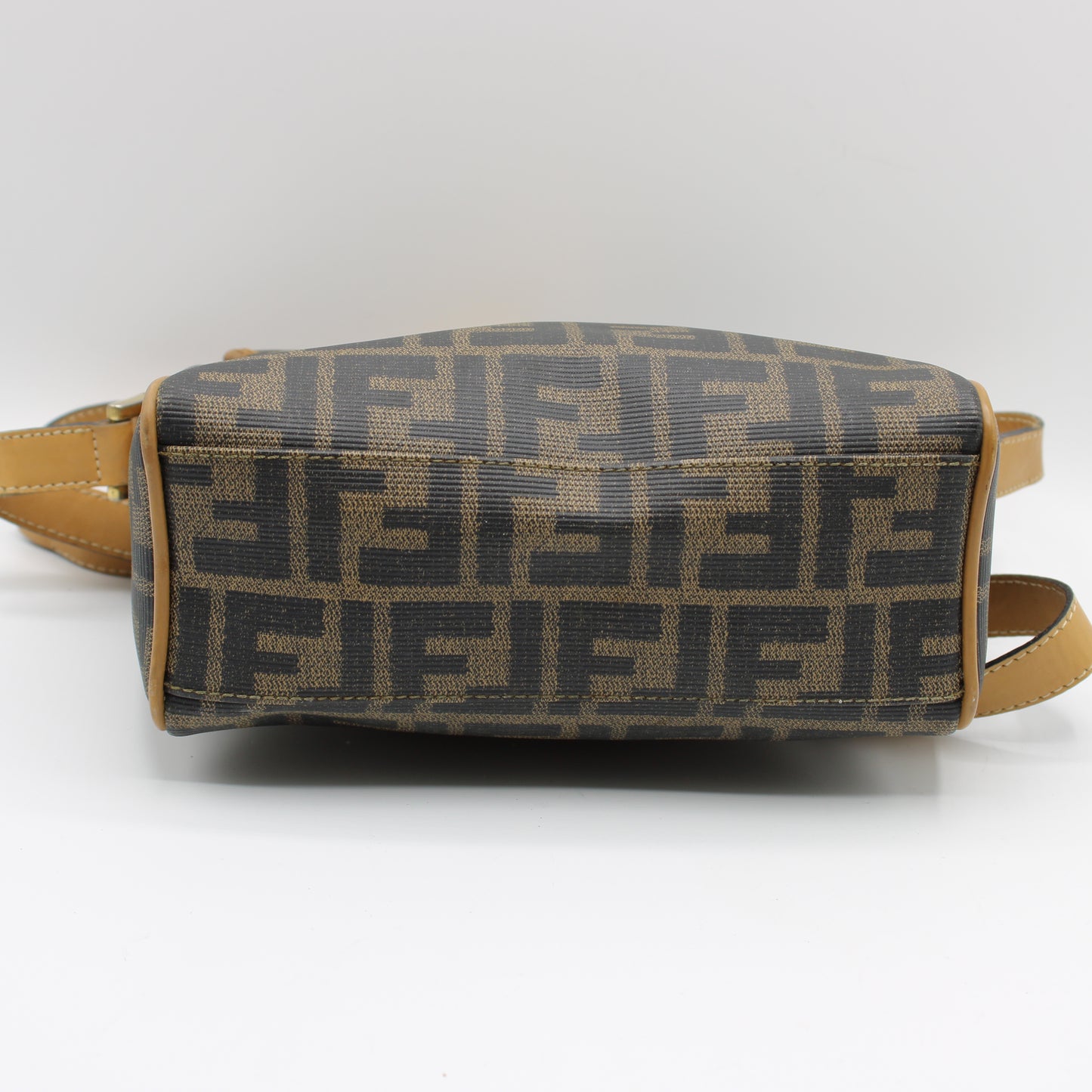 Fendi Brown Zucca Flap Crossbody Bag with Leather Trim