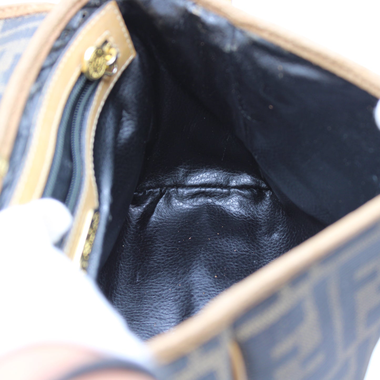 Fendi Brown Zucca Flap Crossbody Bag with Leather Trim