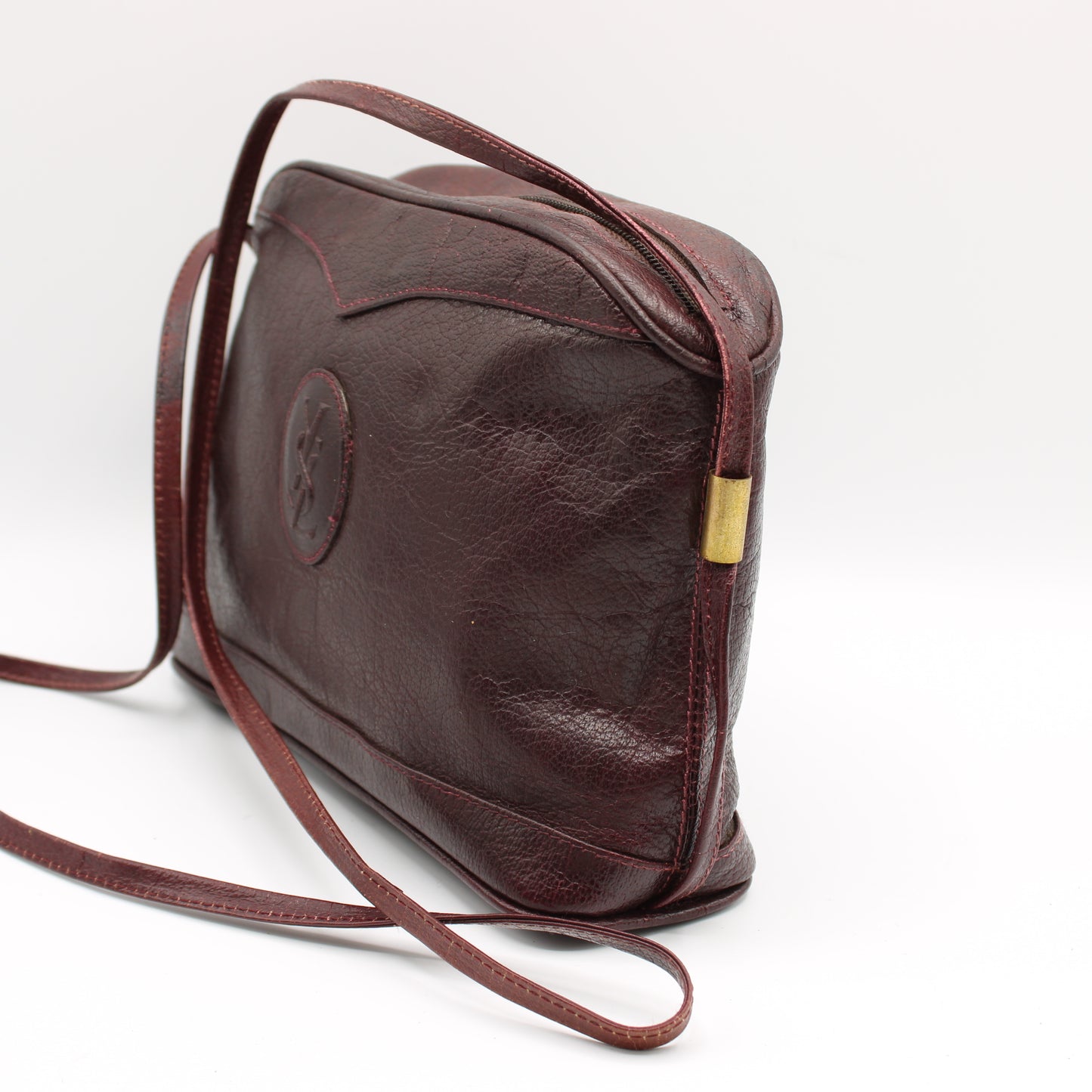 Yves Saint Laurent Burgundy Leather Crossbody Bag Vintage