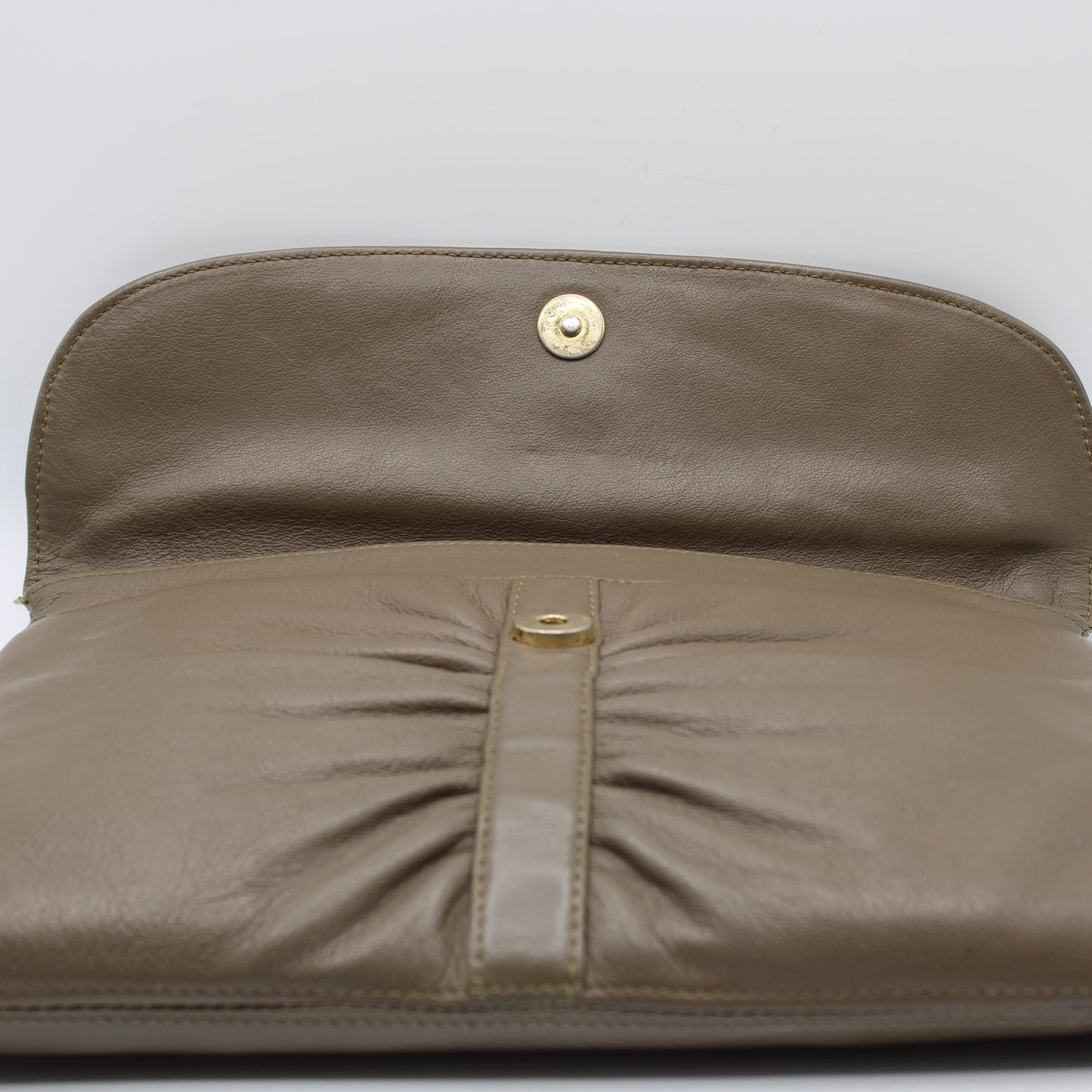Christian Dior Beige Leather Clutch with Logo on Flap Bag