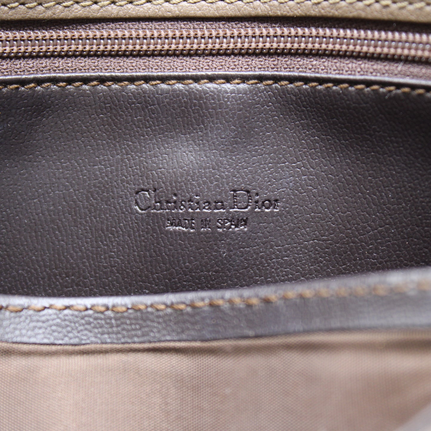 Christian Dior Beige Leather Clutch with Logo on Flap Bag